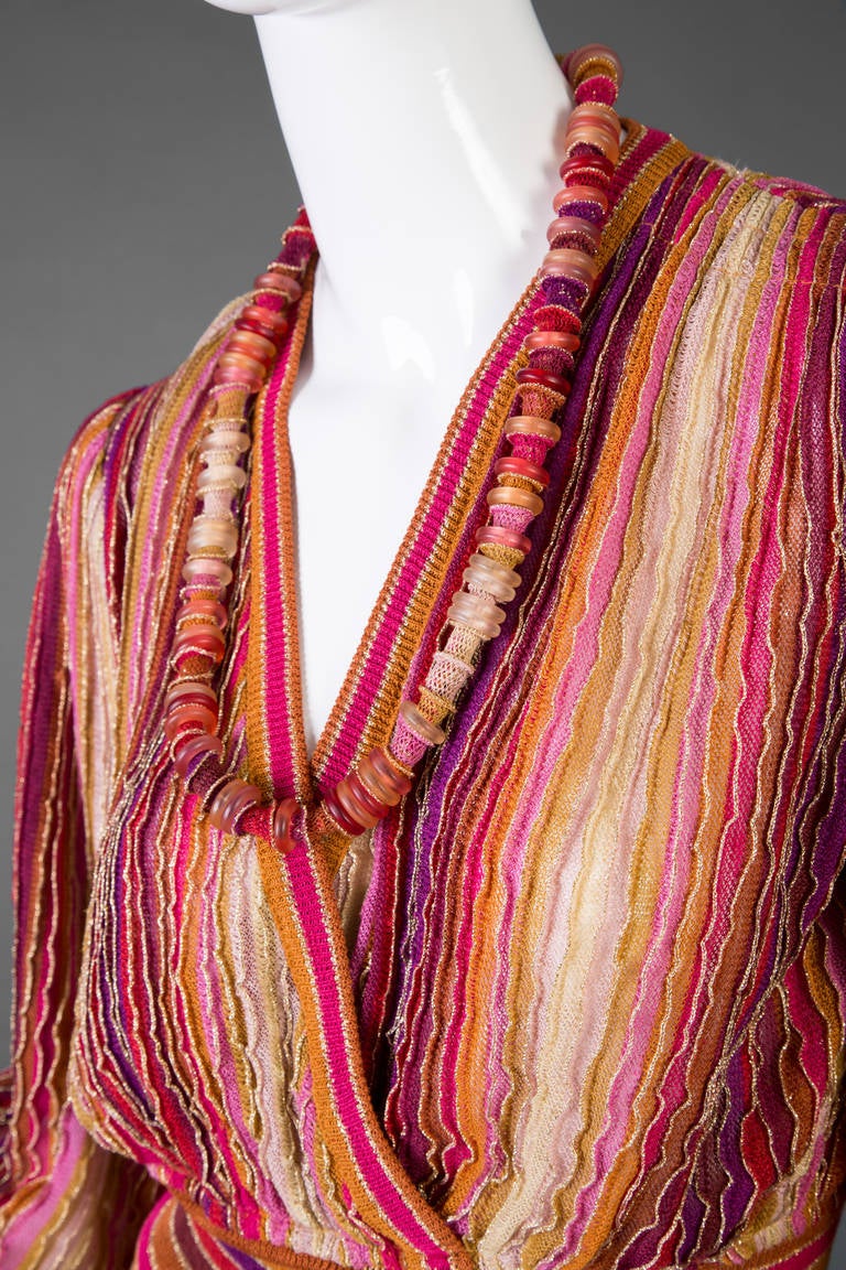 1970s Missoni Vintage Colorful  Metallic Knit Skirt Set & Necklace In Excellent Condition In Boca Raton, FL