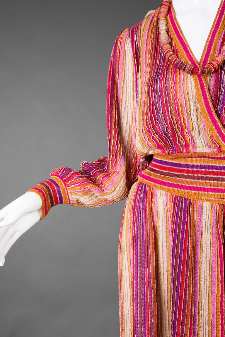 1970s Missoni Vintage Colorful  Metallic Knit Skirt Set & Necklace 1