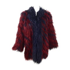 YSL Vintage Yves Saint Laurent Fourrures Mongolian Red & Purple Fur