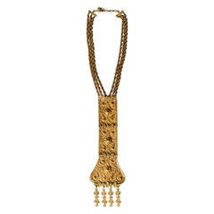 Vintage Judith Leiber Gold Large Pendant Chain Tassel Necklace, 1970s 