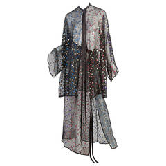 Stunning Saint Laurent 1978 Sheer Silk with Metallic Dot Ensemble Documented