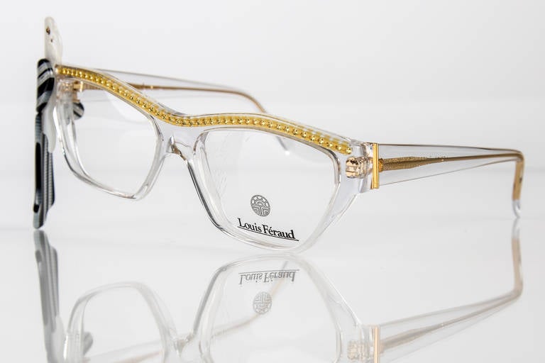 Louis Feraud - Années 1980 - Jaune et noir  Cadres perroquet pour verres et lunettes de soleil Neuf à Boca Raton, FL