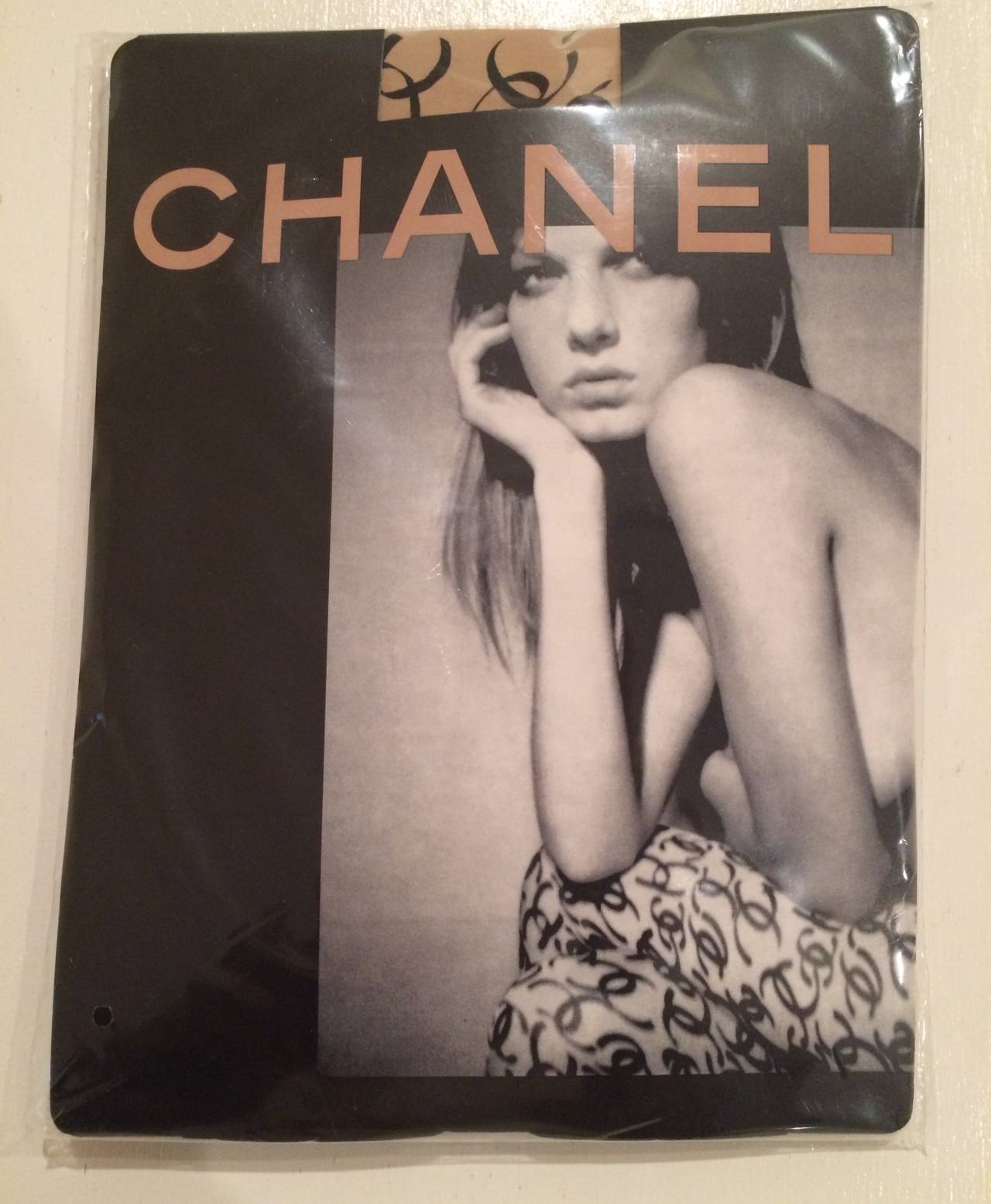 Brown Chanel CC Logo Tights New in Package as seen in Vogue Magazine 2000