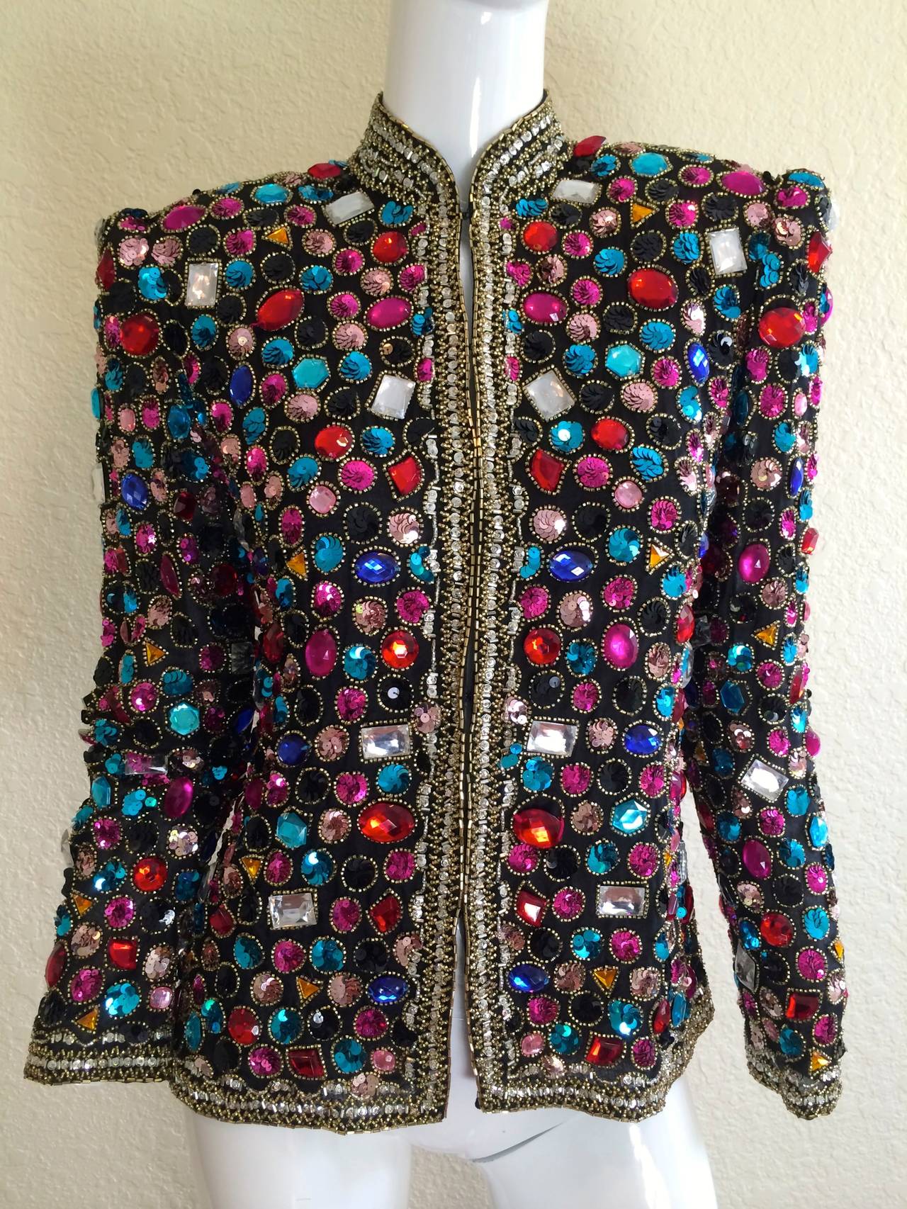 Victoria Royal Vintage Jeweled Rhinestone Colorful Jacket