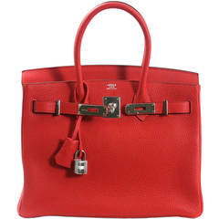 Hermès 30 cm Rouge Pivoine Togo Birkin with Palladium Hardware