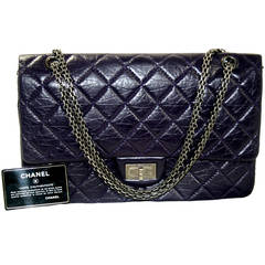 Chanel Dark Purple Leather 2.55 Reissue Large Flap Bag
