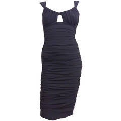 Versace Black Ruched Dress with Scoopneck