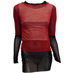 Jean Paul Gaultier Black Grey and Red Mesh Layered Top