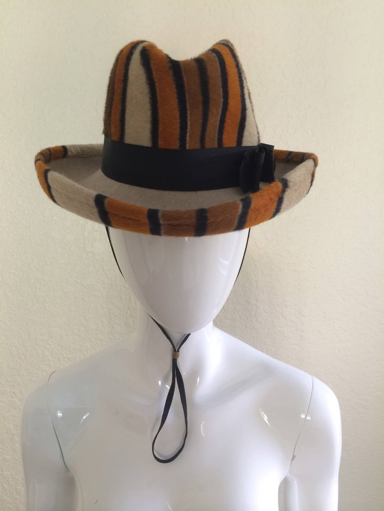 Yves Saint Laurent Stripe Hat YSL In Excellent Condition In Boca Raton, FL
