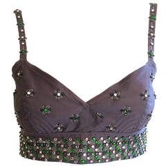 Prada Silk Rhinestone Bustier Top 8