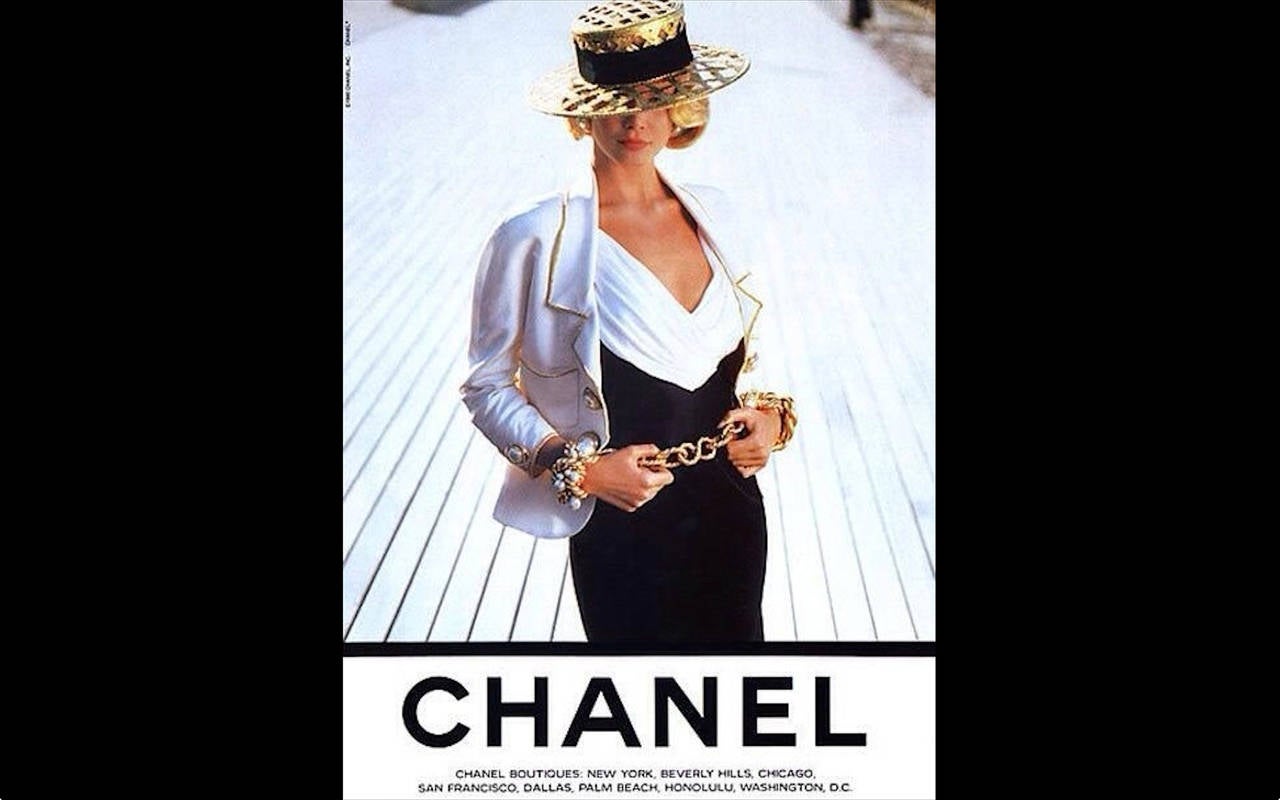 Chanel Gold Lattice Ad Campaign Hat 1990 New 4