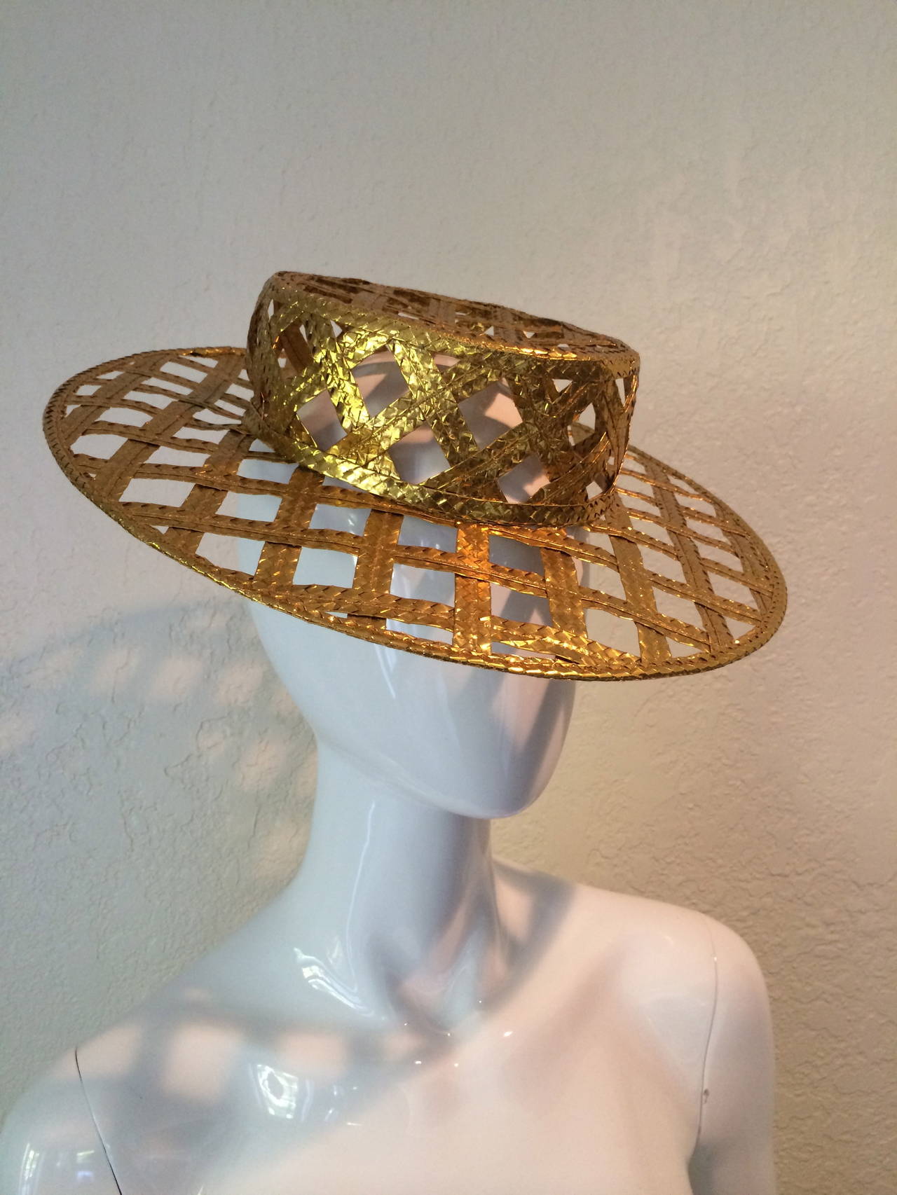 Chanel Gold Lattice Ad Campaign Hat 1990 New 3