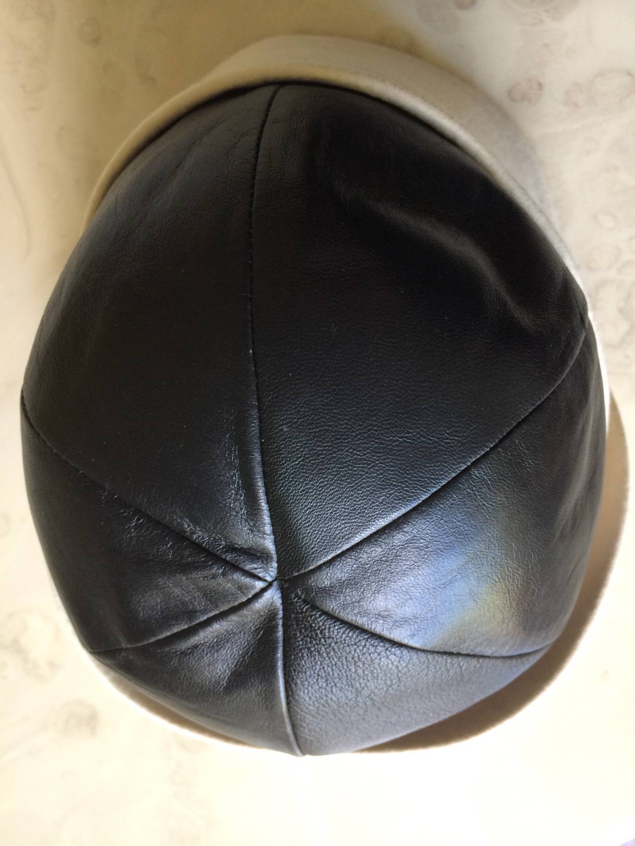 YSL Vintage Leather and Felt Hat with tags In New Condition In Boca Raton, FL