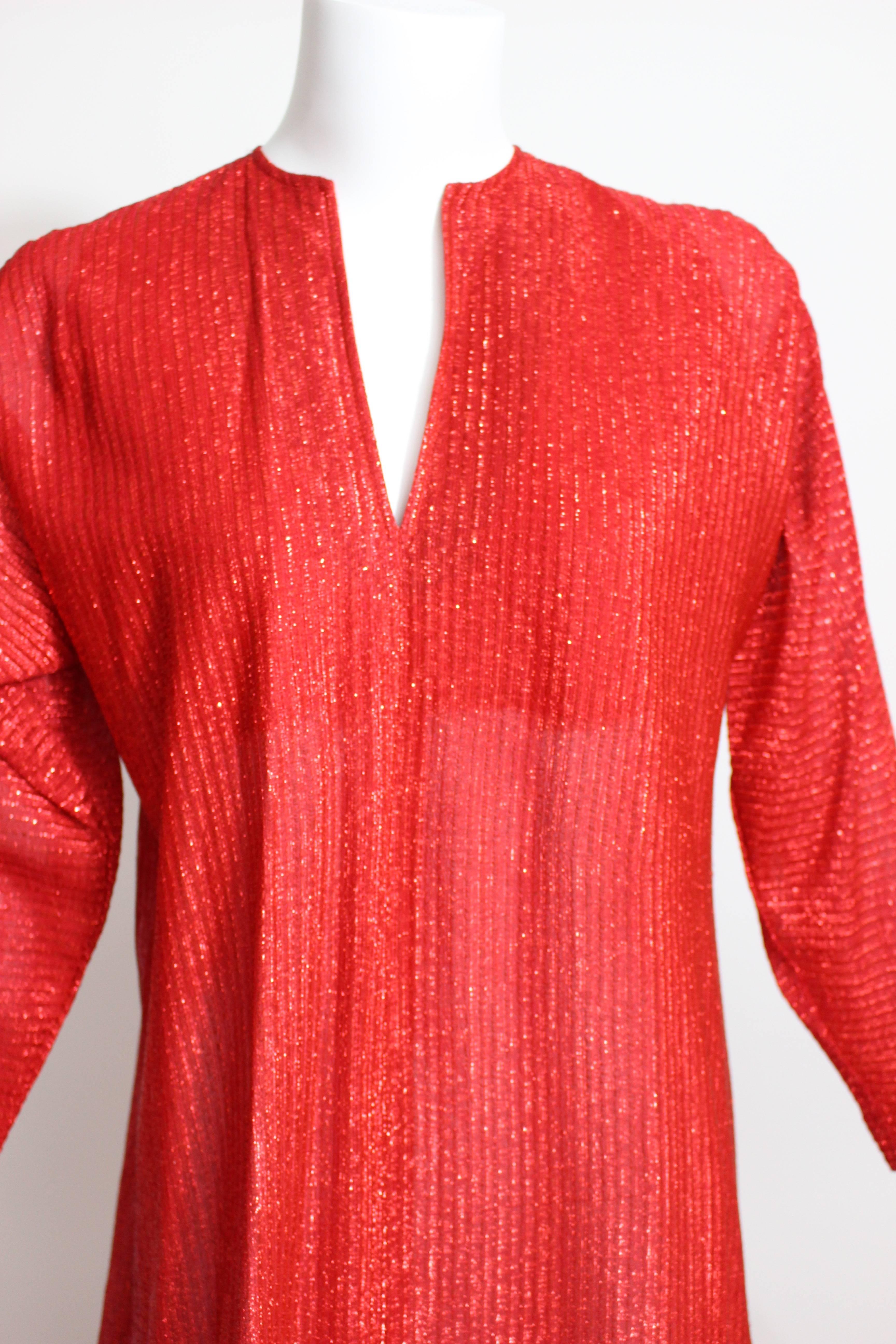 Women's Halston Red Metallic Caftan Dress, 1970s