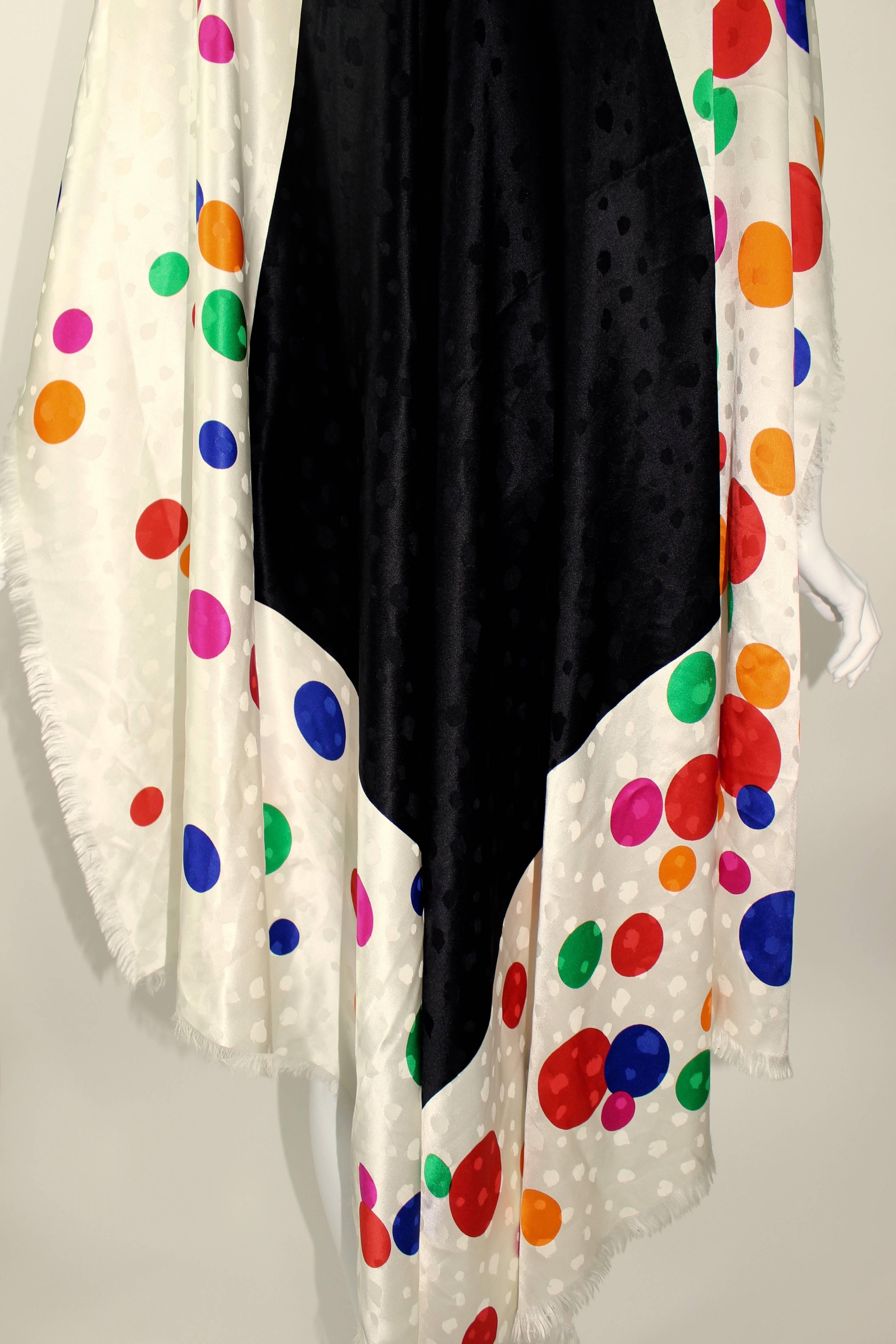 Magnificent Vintage Saint Laurent Silk Color Dot Print Shawl / Scarf YSL  2