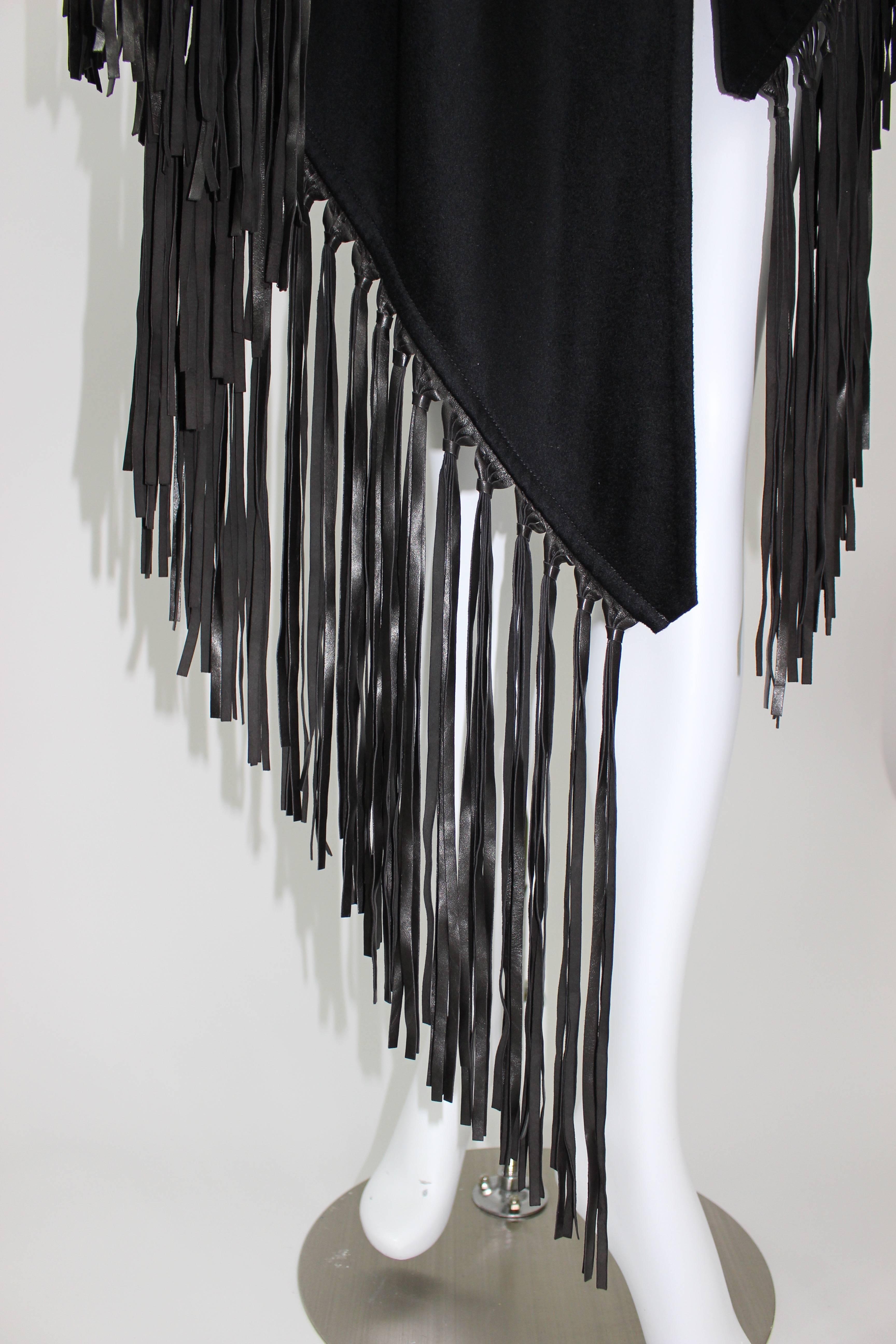 Hermes attributed Black Cashmere and Leather Fringe Shawl at 1stDibs ...