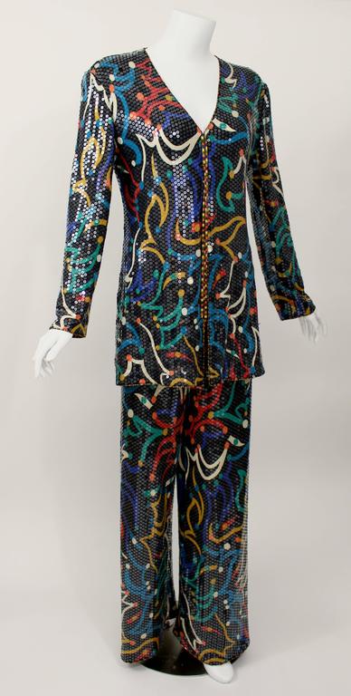 1970s Missoni Colorfull Sequin Pant Suit For Sale at 1stdibs