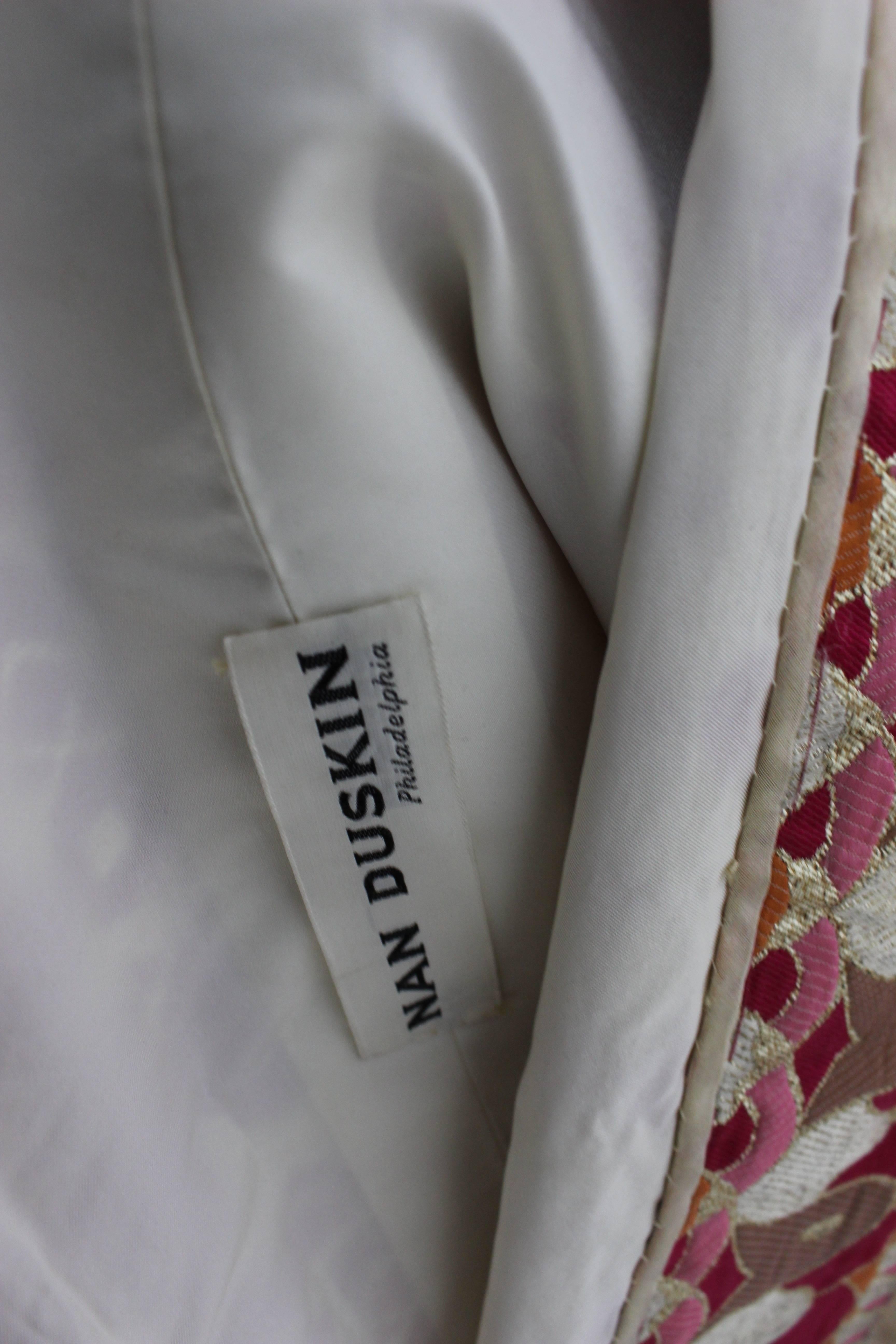 A 1960s Nan Duskin Couture Metallic Brocade Empire Waist Dress  For Sale 3