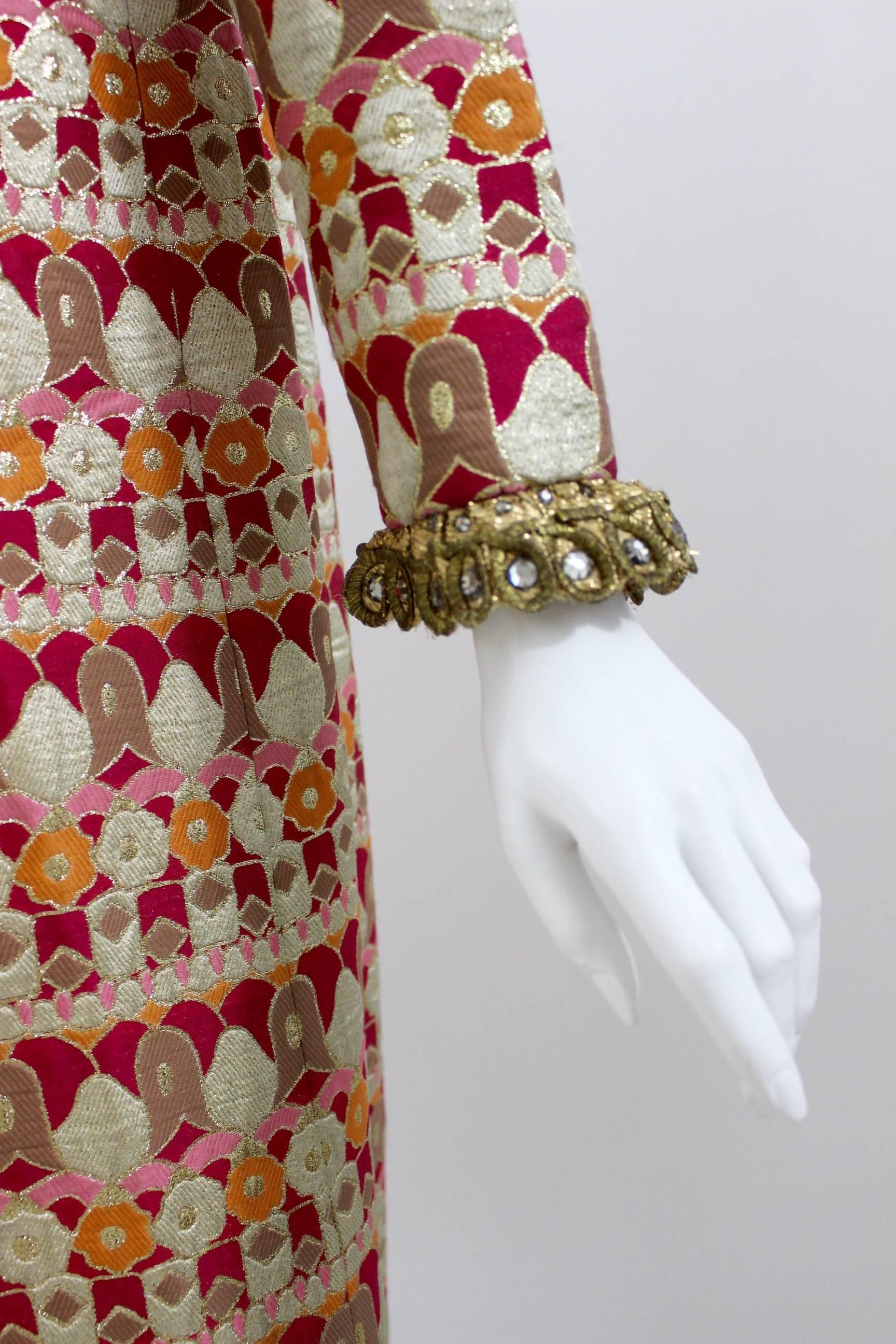 A 1960s Nan Duskin Couture Metallic Brocade Empire Waist Dress  For Sale 2