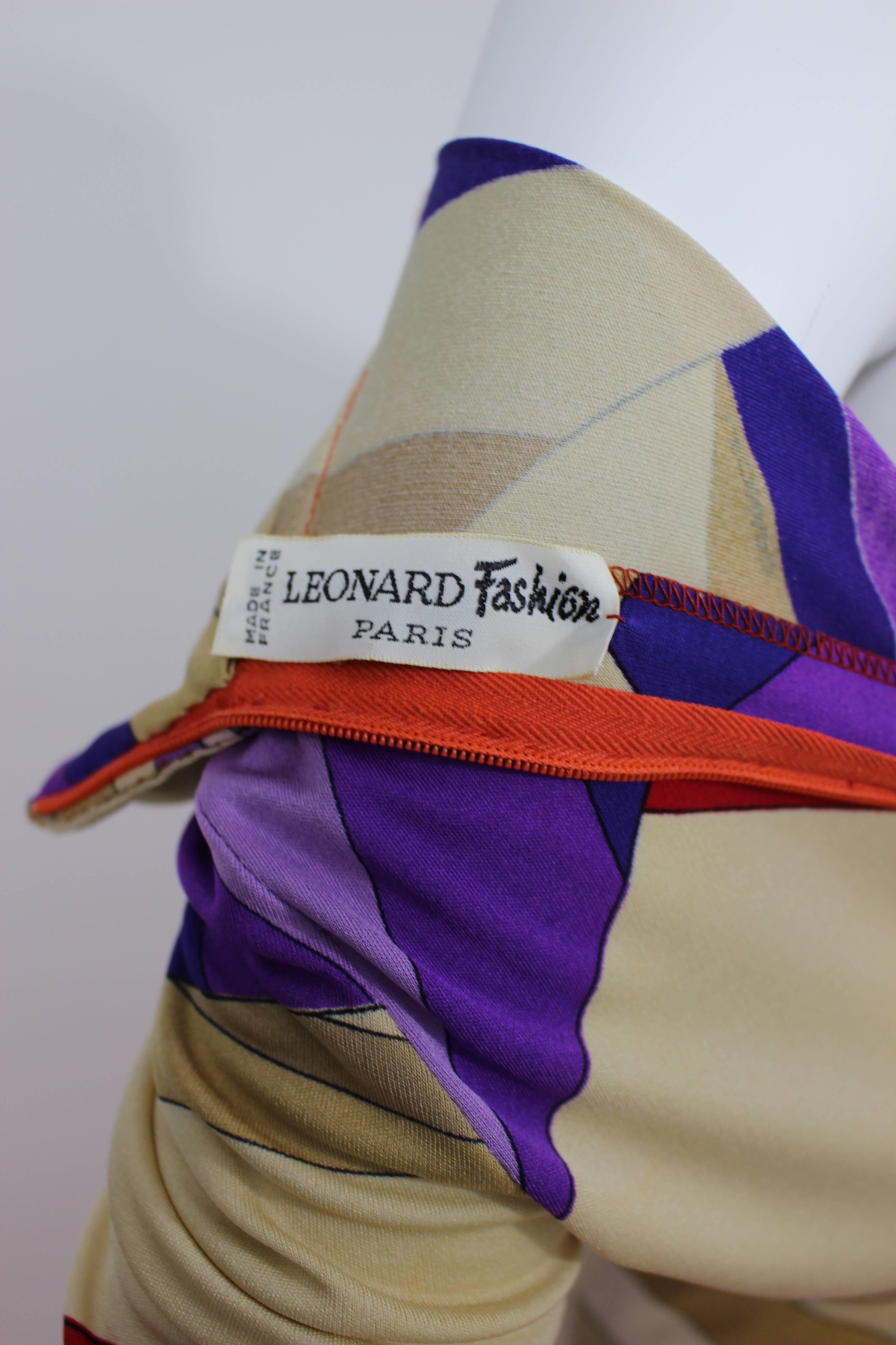 1970s  Leonard Paris Silk Jersey Swirl Print Maxi  Dress Vintage Documented 4