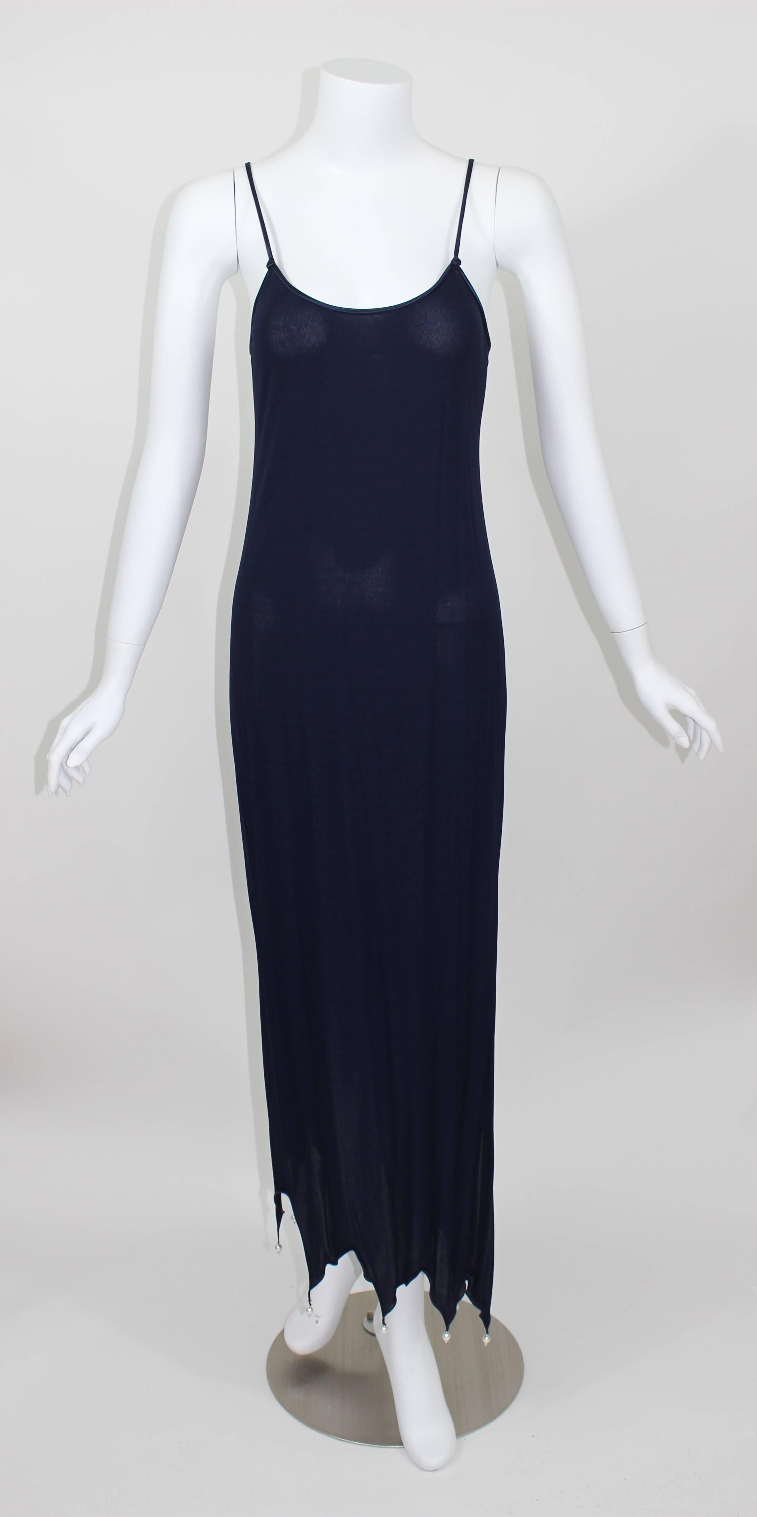 Vintage Zandra Rhodes Hand Painted Silk Dress, Pearl trimmed  Slip & Headpiece For Sale 1