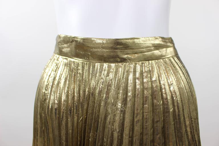 Vintage Halston metallic Gold Accordion Pleat Skirt at 1stDibs ...