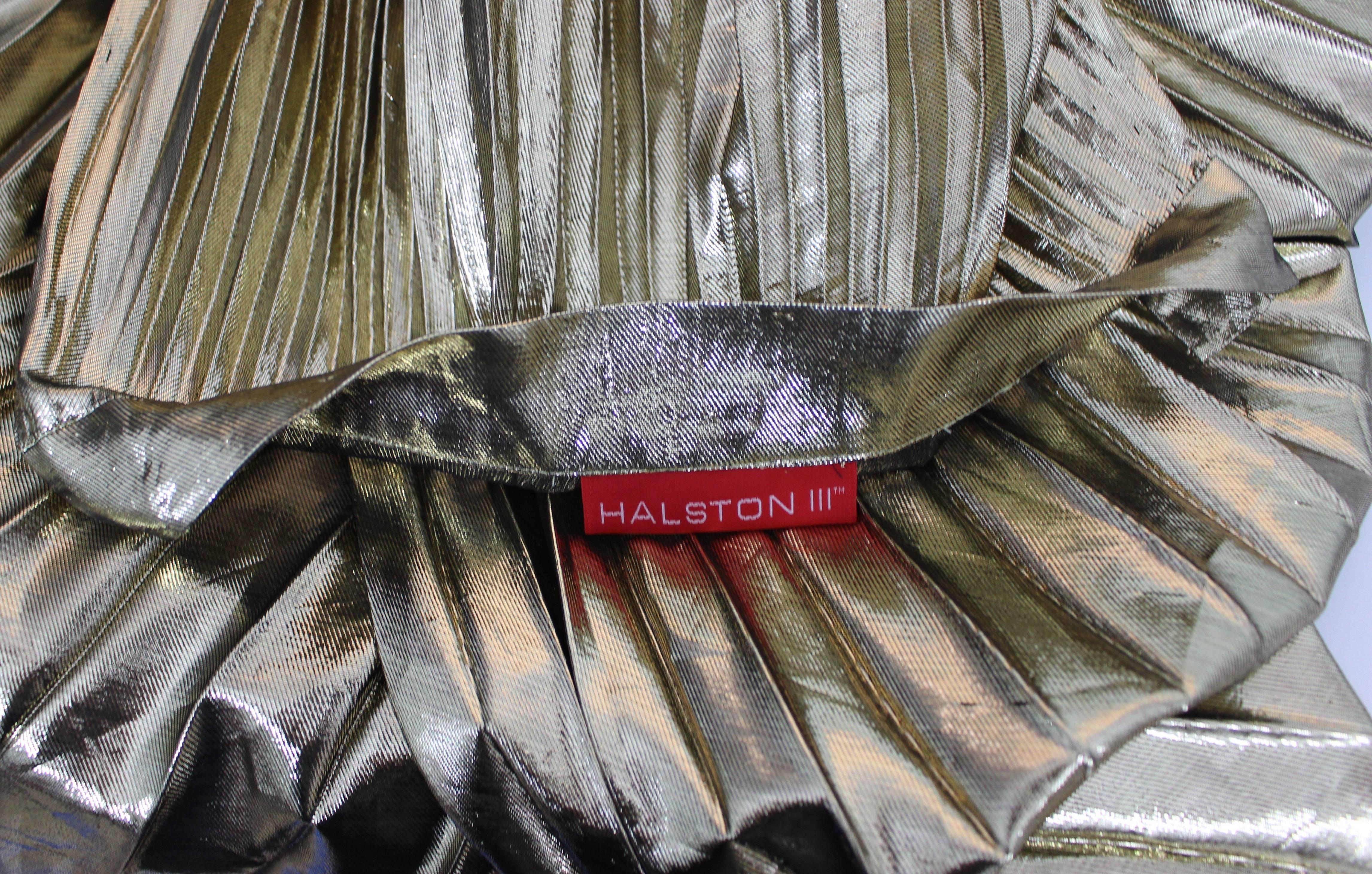 Vintage Halston metallic Gold Akkordeon Faltenrock 2