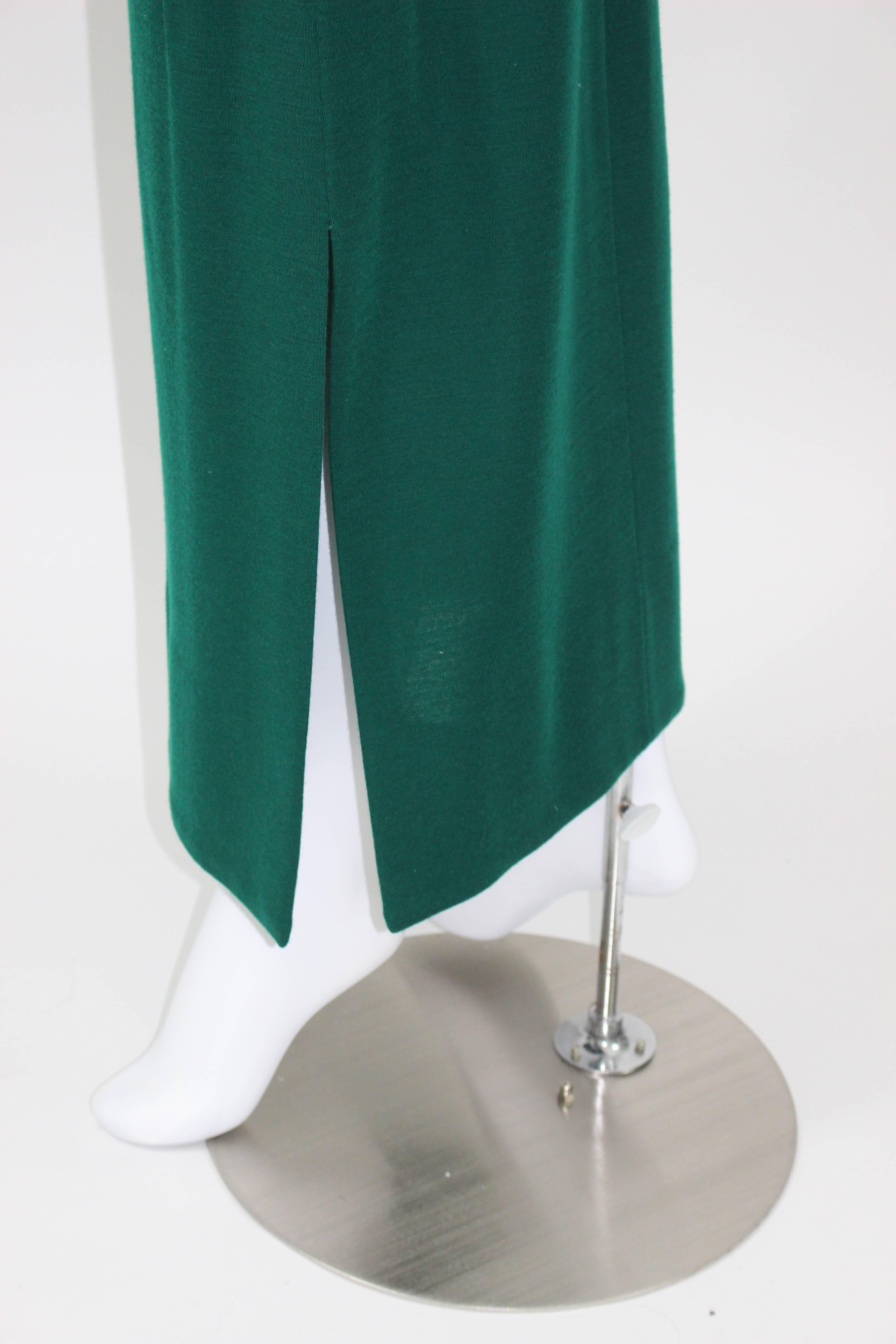 1960s Emerald Green Norman Norell attributed 2pc. Top Skirt Set In Excellent Condition In Boca Raton, FL