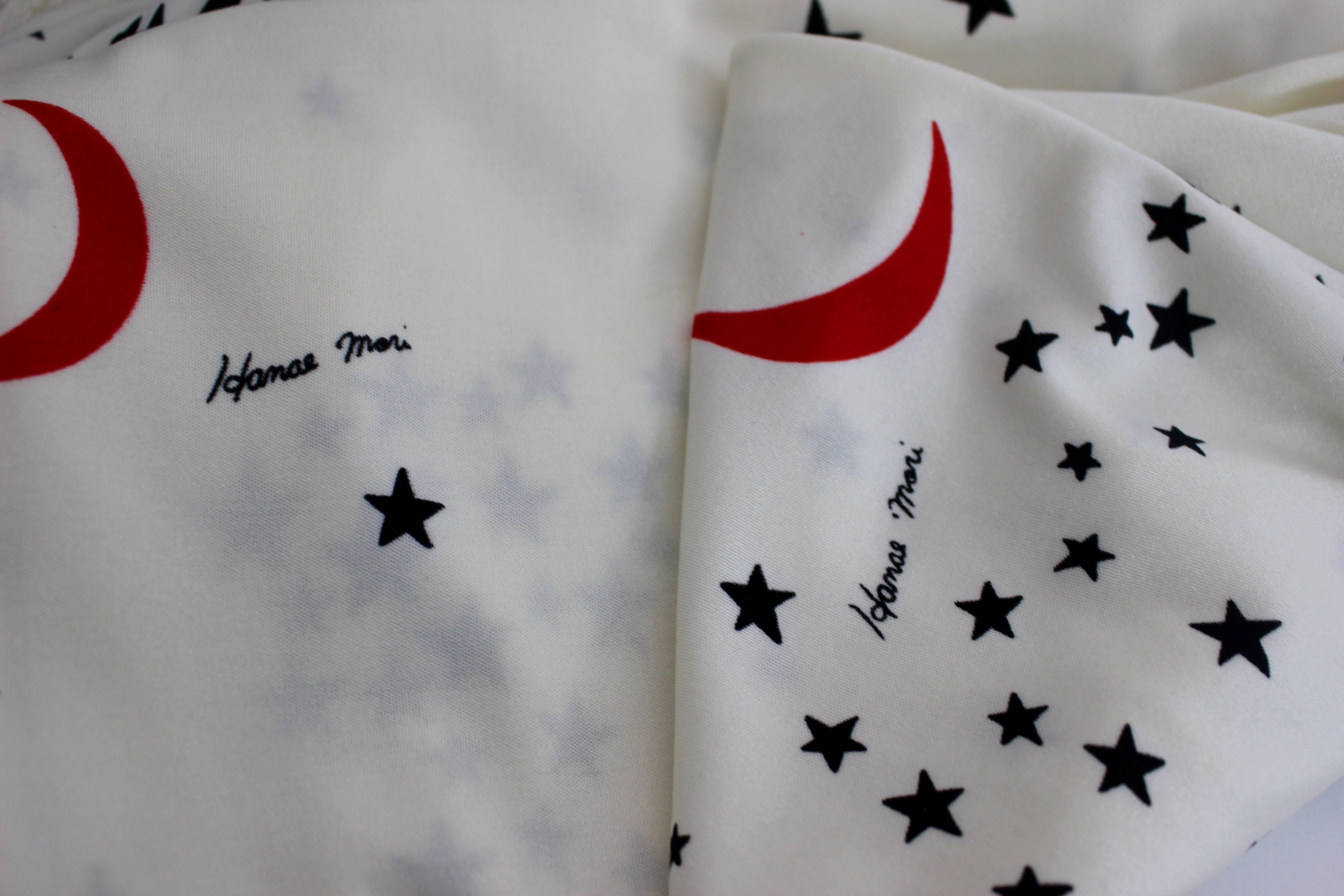 Hanae Mori Vintage Moon & Stars Print Maxi Skirt 1