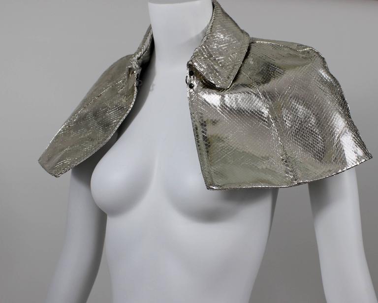 Women's Burberry Cropped Silver metallic Python Cape Spring 2013 Runway For Sale