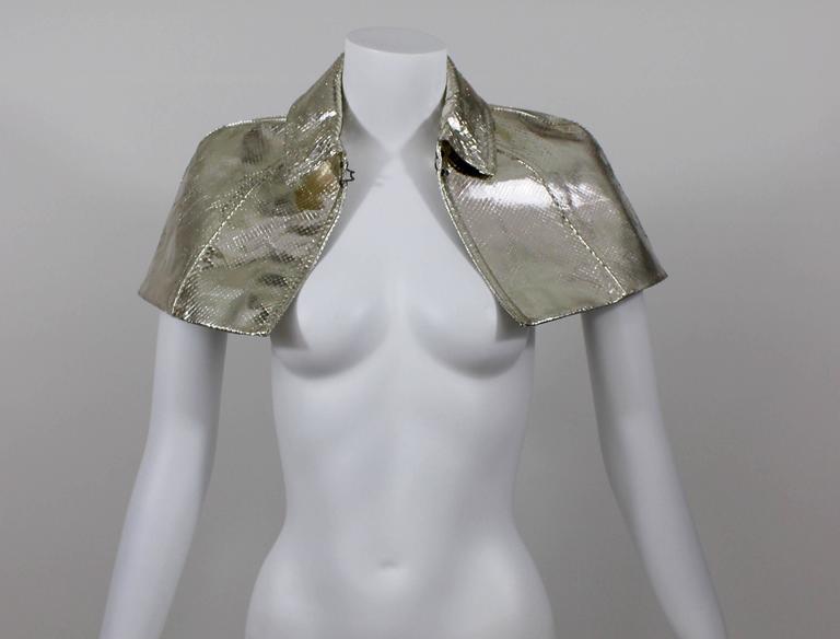 Burberry Cropped Silver metallic Python Cape Spring 2013 Runway For Sale 2