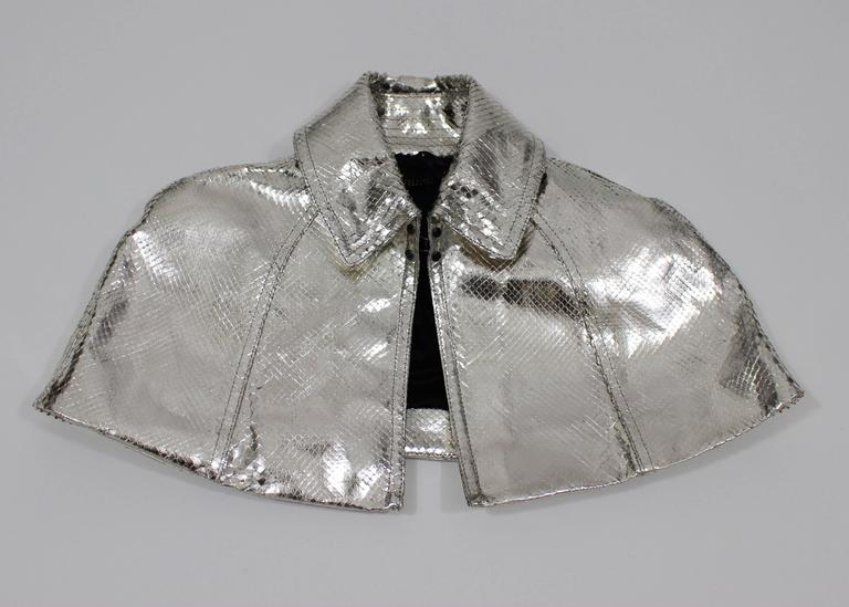 Burberry Cropped Silver metallic Python Cape Spring 2013 Runway For Sale 3
