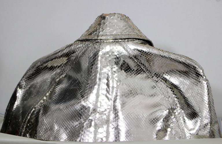 Burberry Cropped Silver metallic Python Cape Spring 2013 Runway For Sale 5
