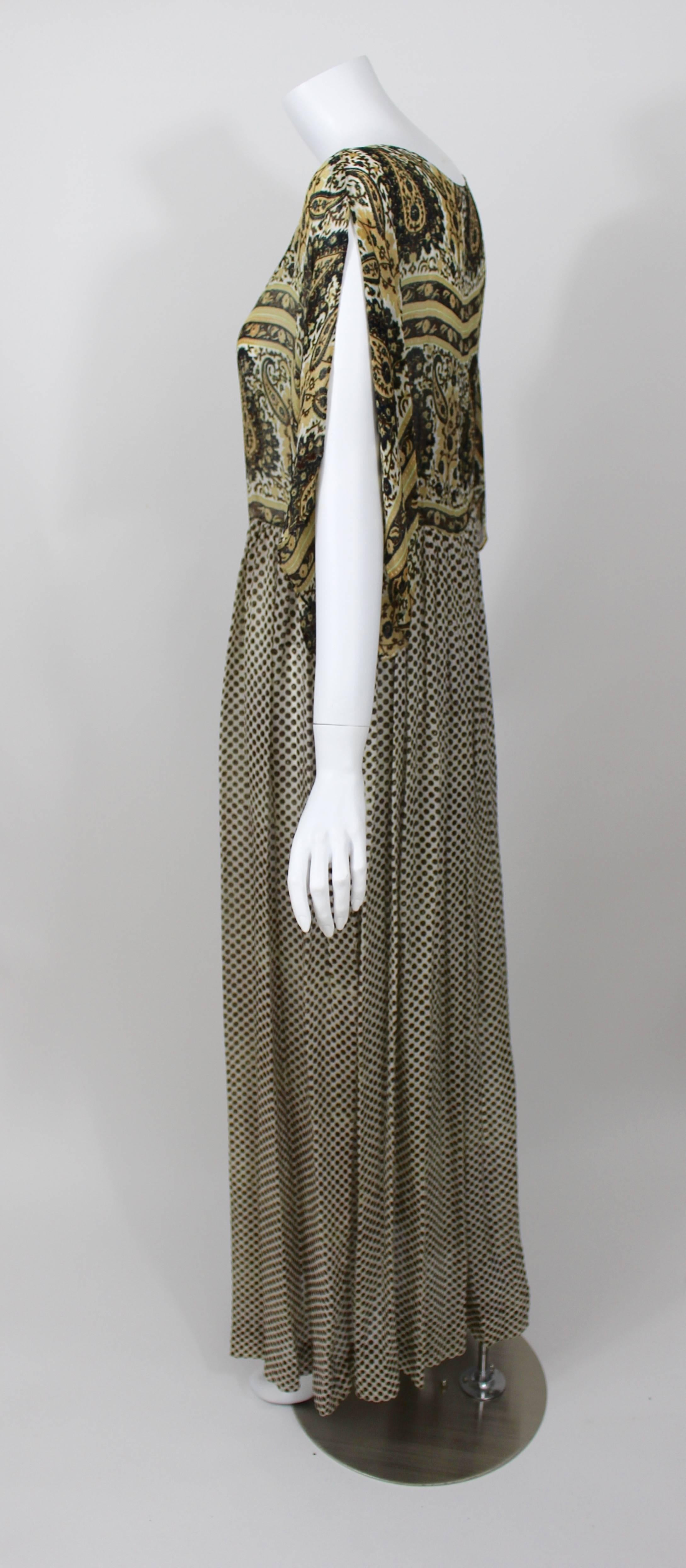 Women's Vintage 1970s Bergdorf Goodman India Silk Maxi Dress