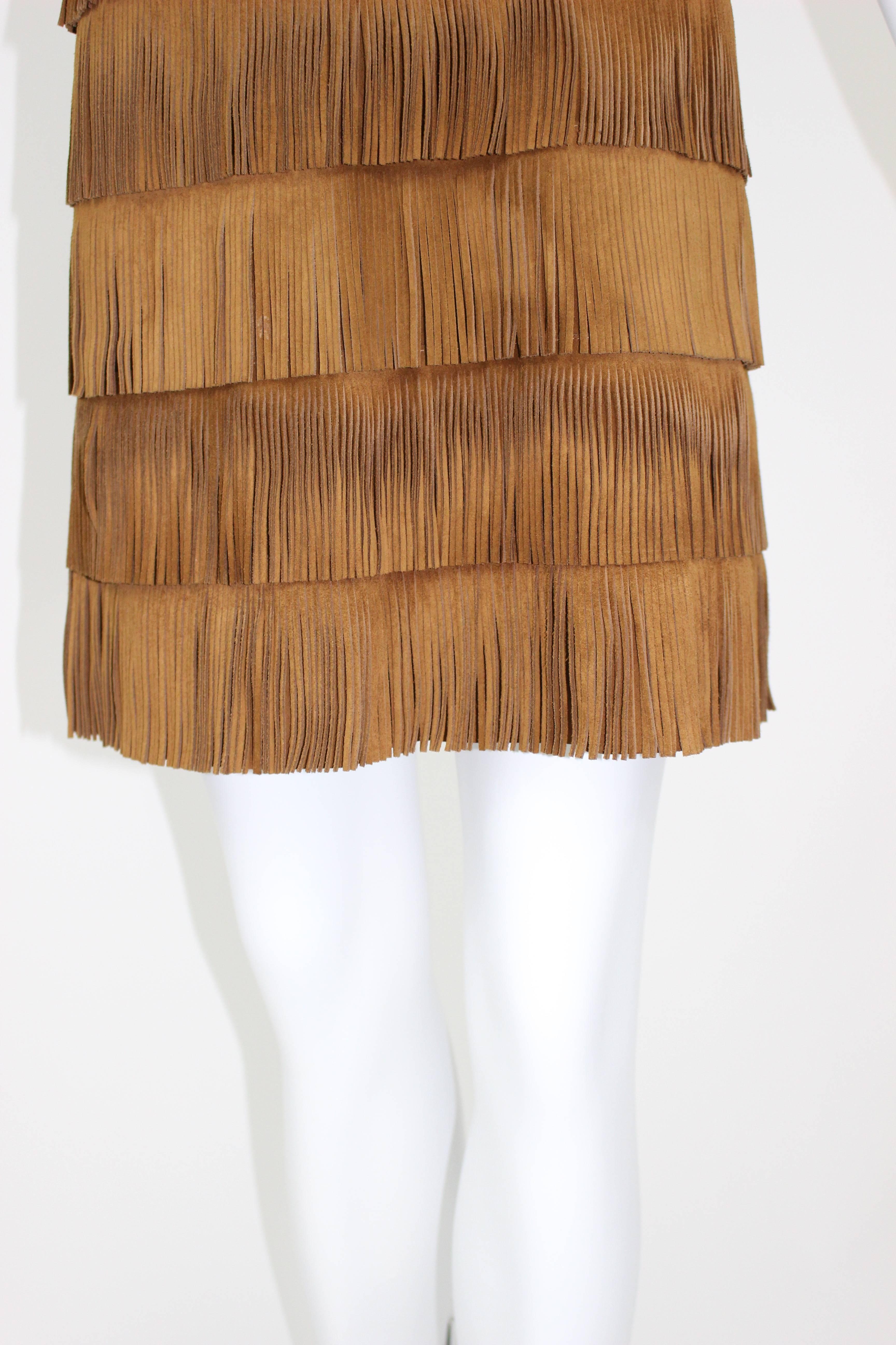 Prada Brown Suede Fringe Shift Dress Spring 2007 1