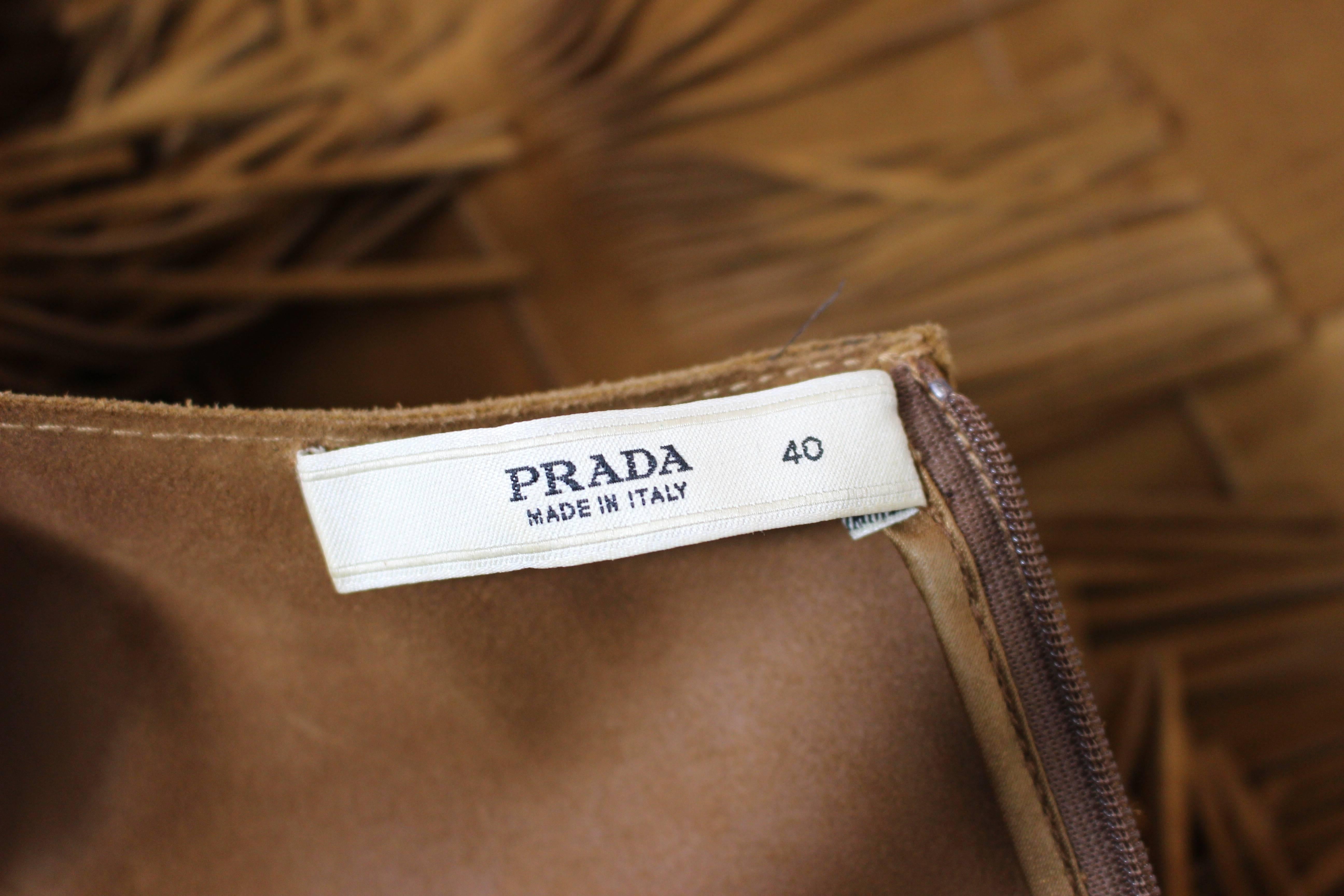 Prada Brown Suede Fringe Shift Dress Spring 2007 2
