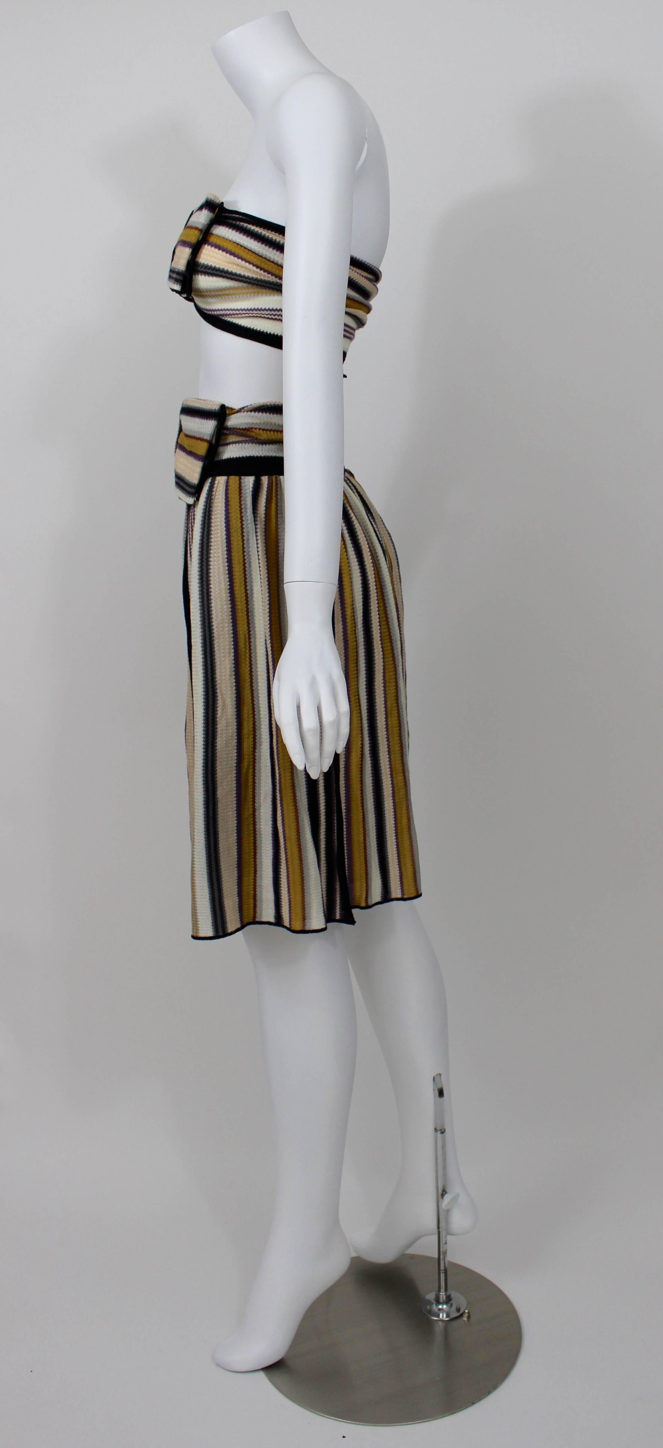 Missoni Striped Bow Bandeau Top Skirt Ensemble In Excellent Condition For Sale In Boca Raton, FL