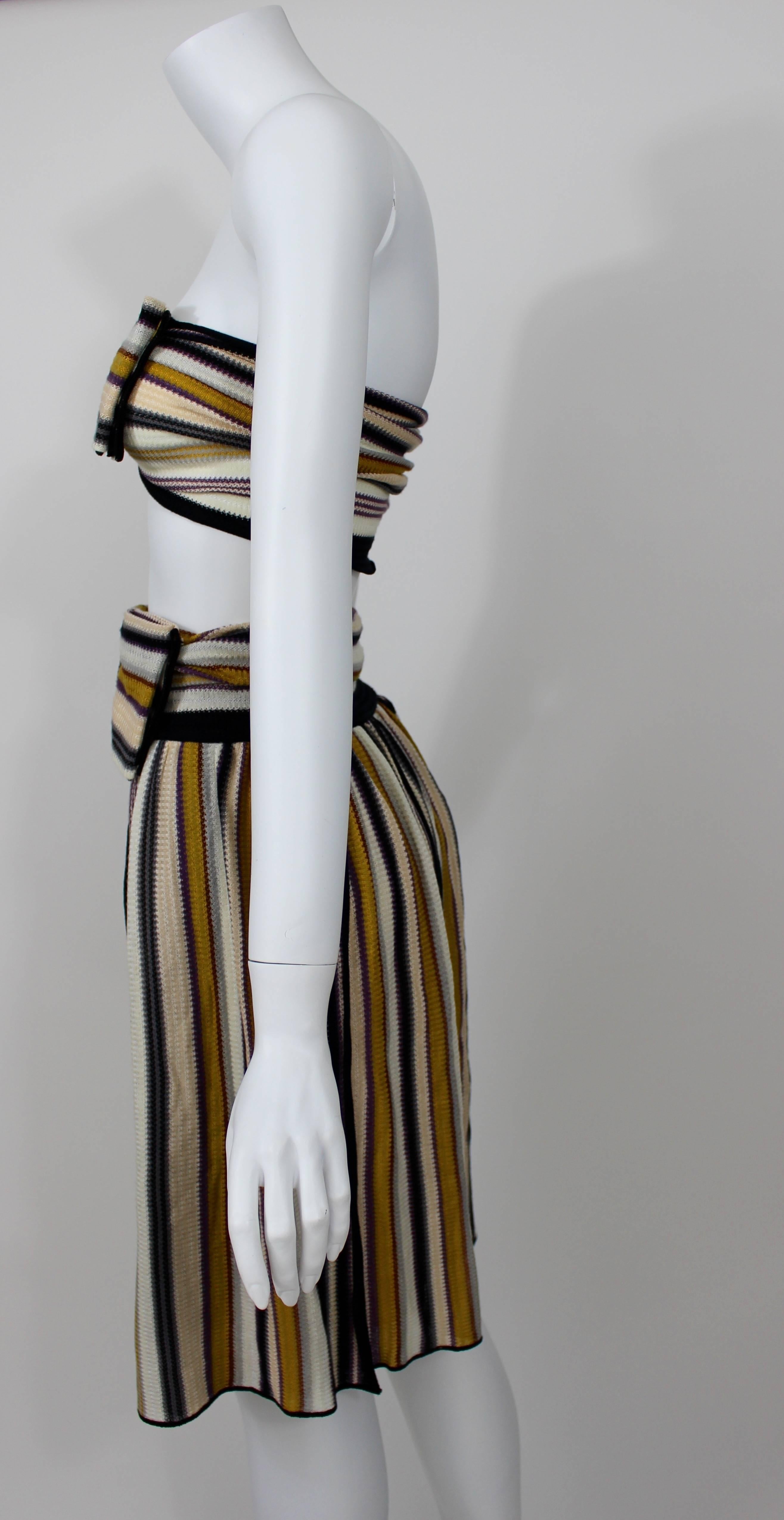 Vintage Missoni: Top a fascia con fiocco a righe e gonna a ruota in vendita 1
