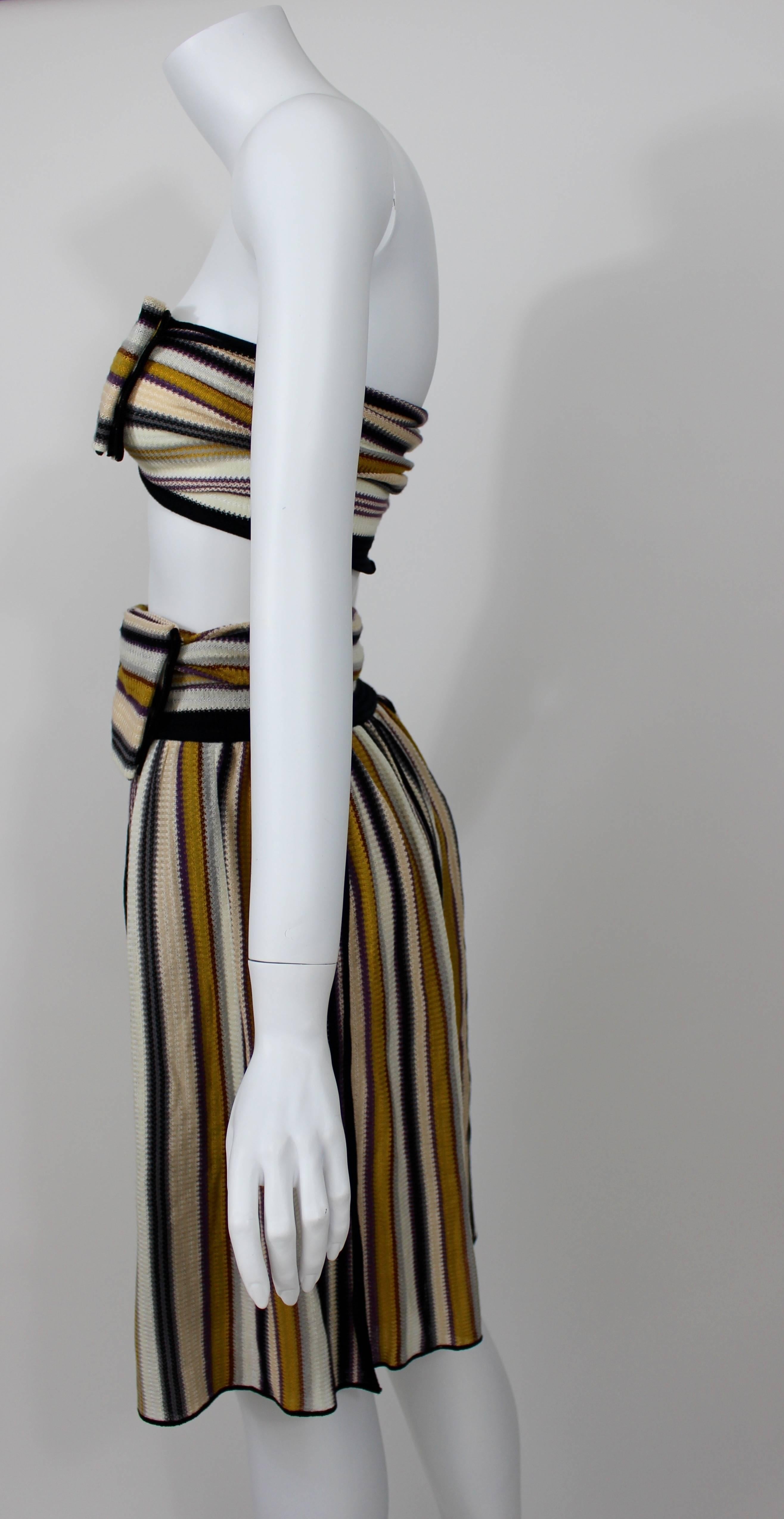 Women's Missoni Striped Bow Bandeau Top Skirt Ensemble For Sale