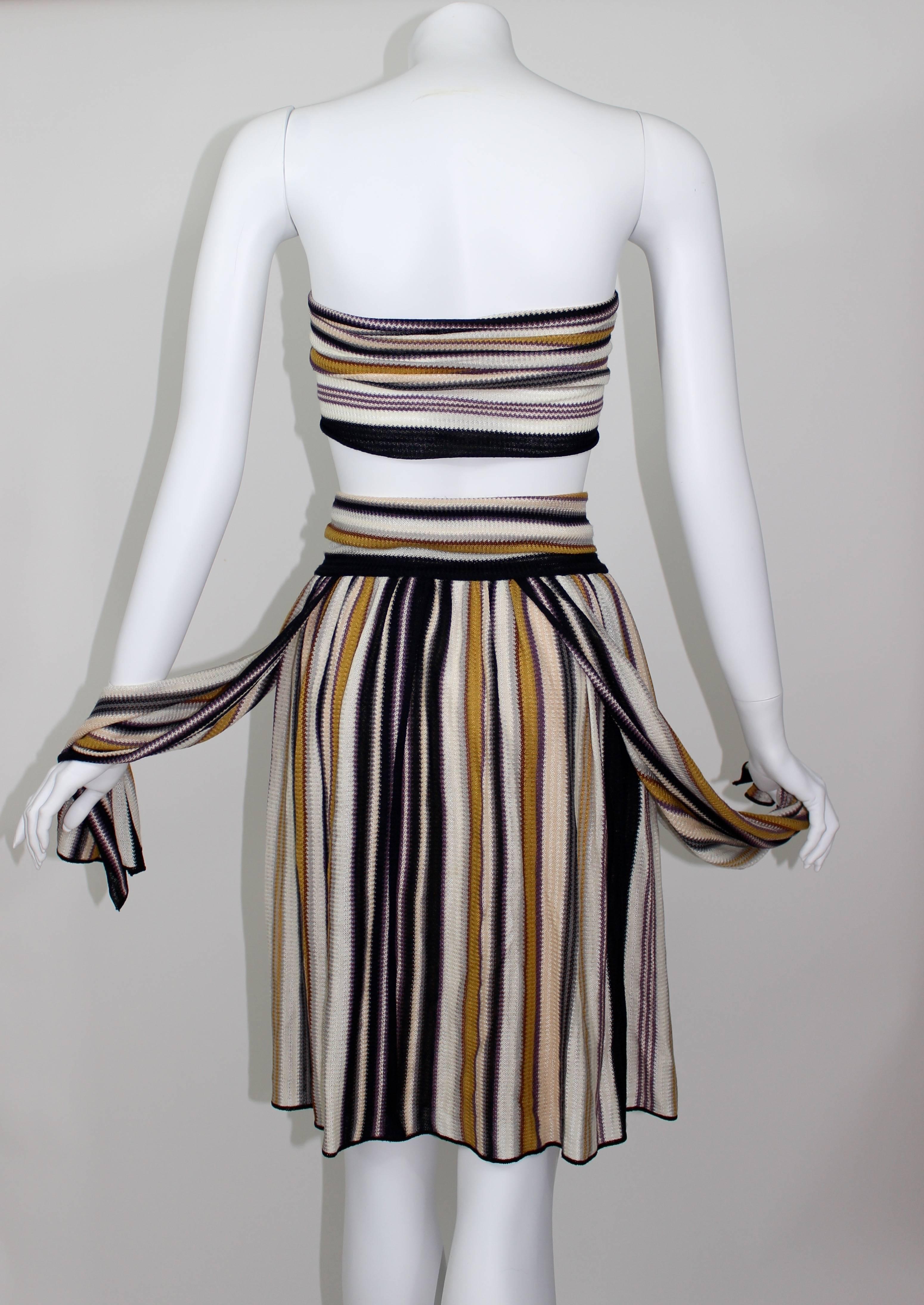 Vintage Missoni: Top a fascia con fiocco a righe e gonna a ruota in vendita 2