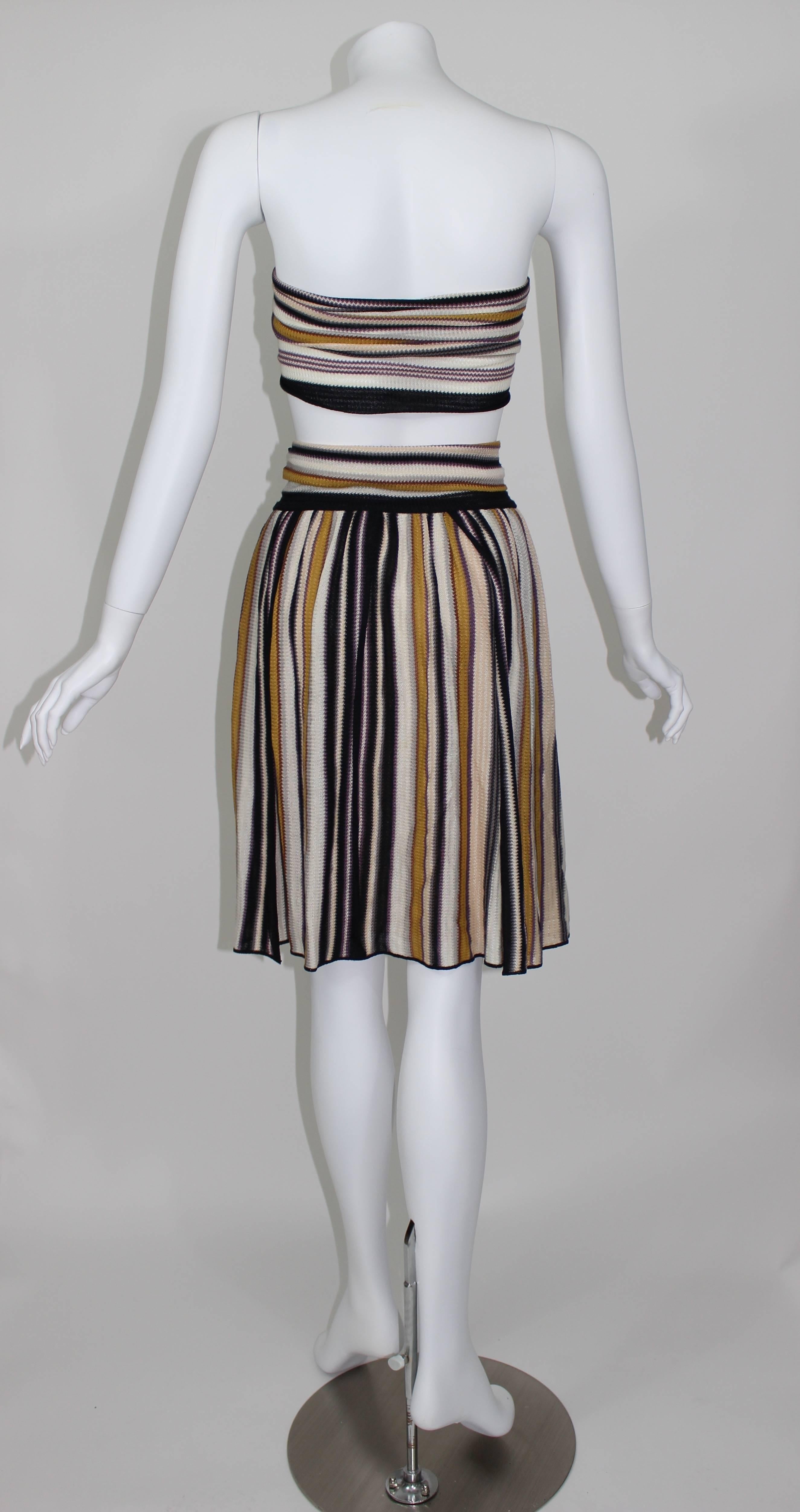Missoni Striped Bow Bandeau Top Skirt Ensemble For Sale 2