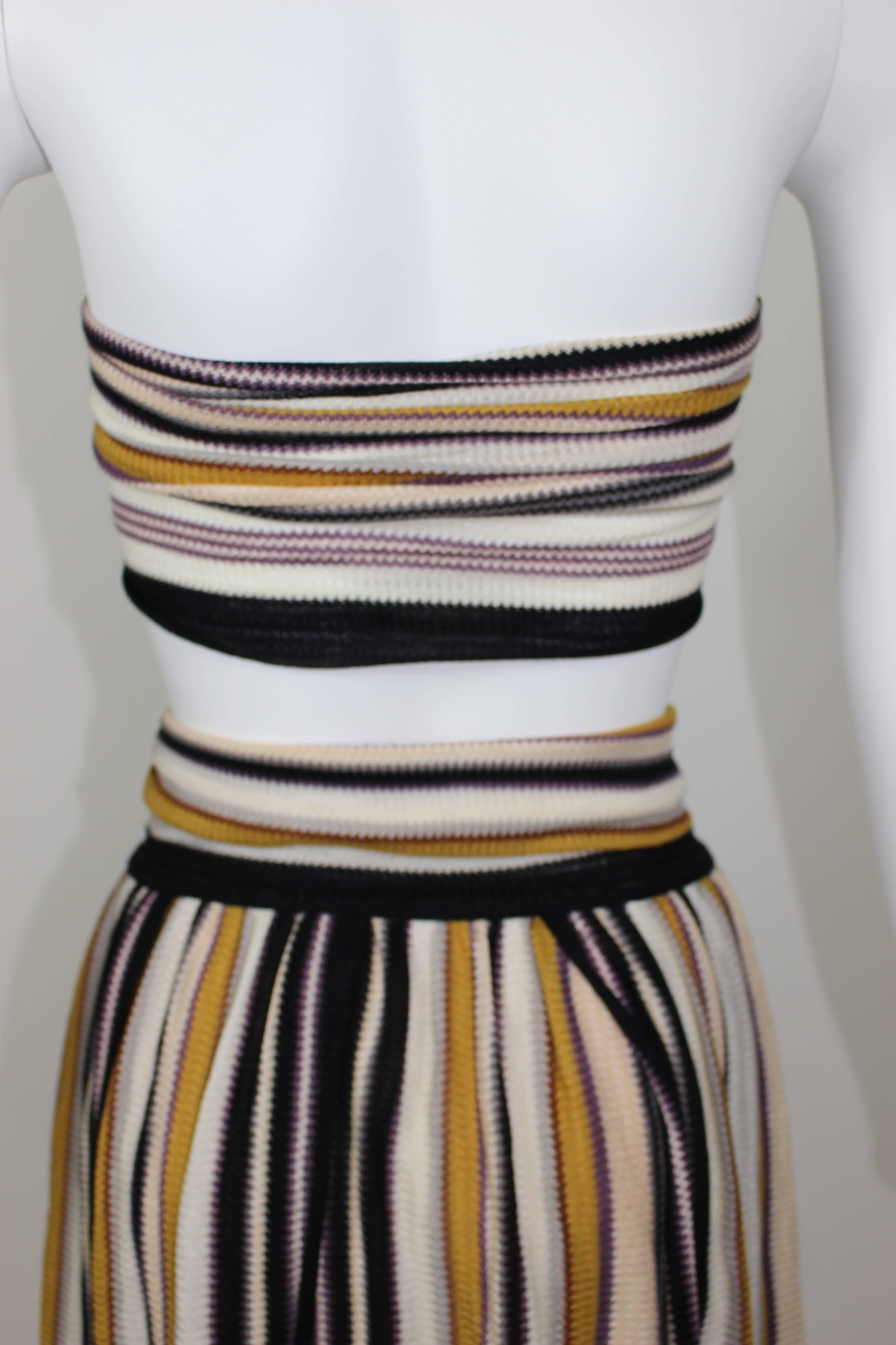 Vintage Missoni: Top a fascia con fiocco a righe e gonna a ruota in vendita 4