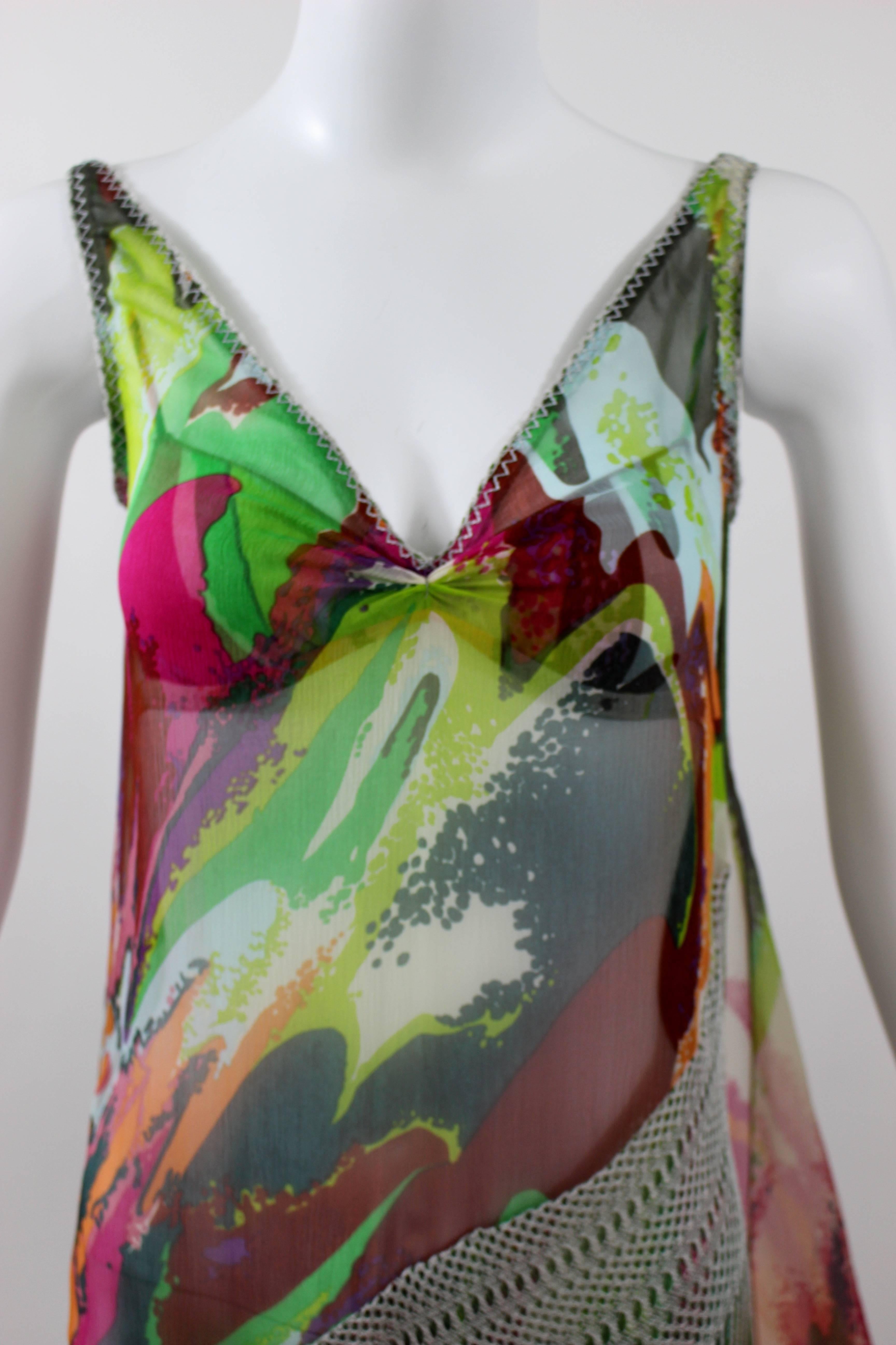 Missoni Runway 2004 Silk Colorful Fringe Scarf / Cape Dress For Sale 1