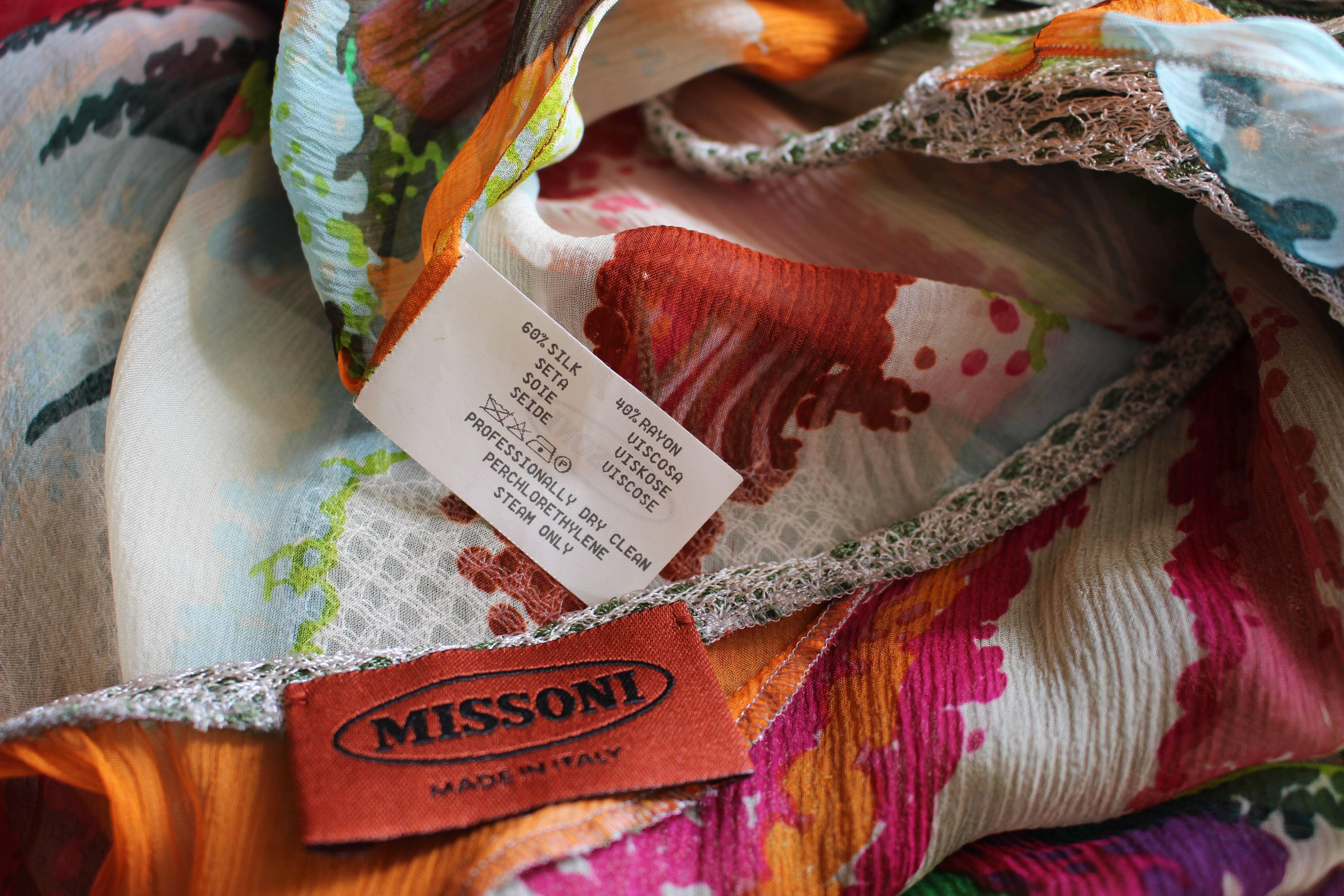 Missoni Runway 2004 Silk Colorful Fringe Scarf / Cape Dress For Sale 2