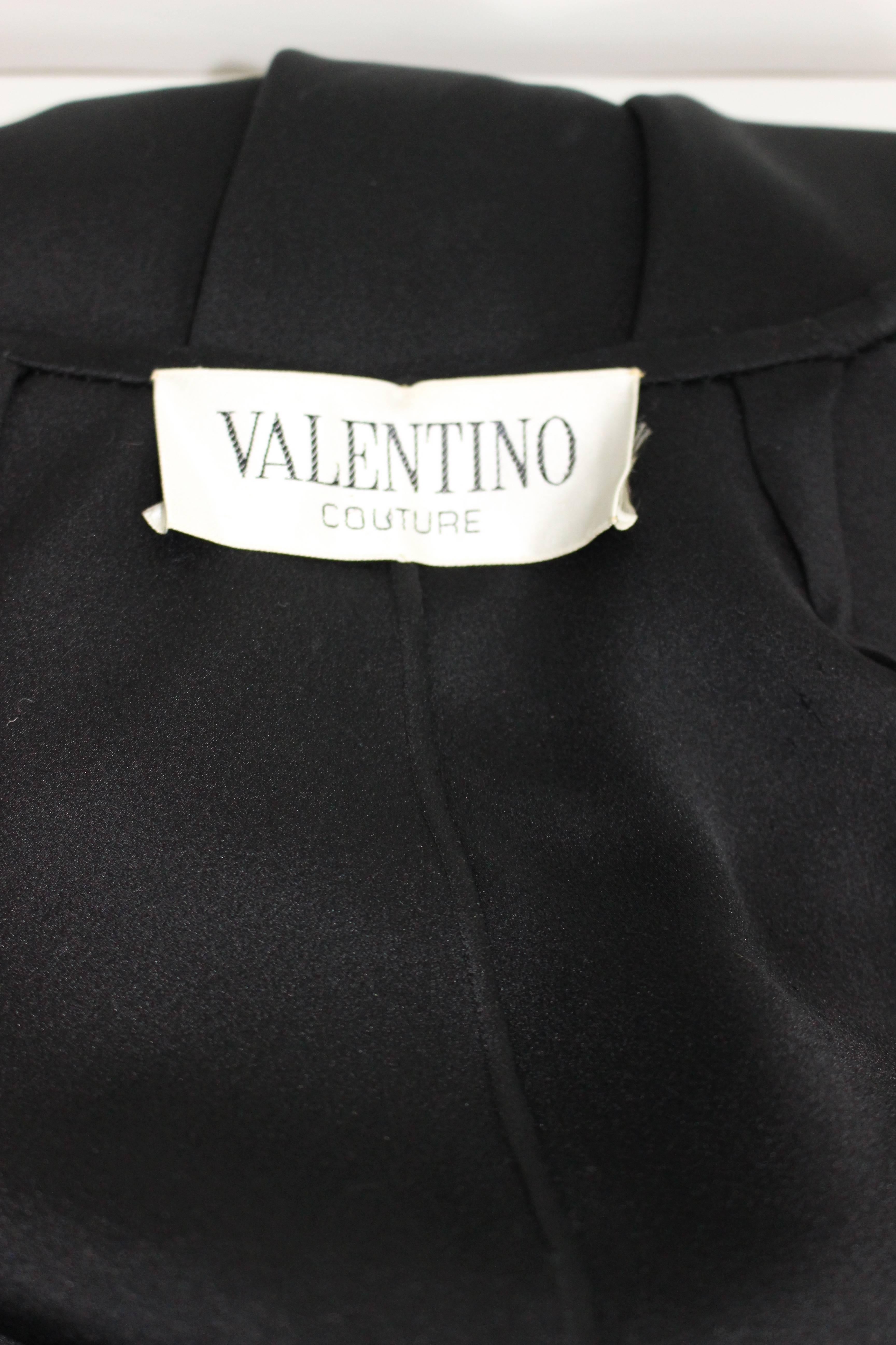 Valentino Haute Couture Vintage Black Silk Satin Cape 2