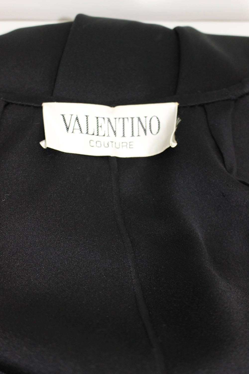 Valentino Haute Couture Vintage Black Silk Satin Cape For Sale at 1stdibs