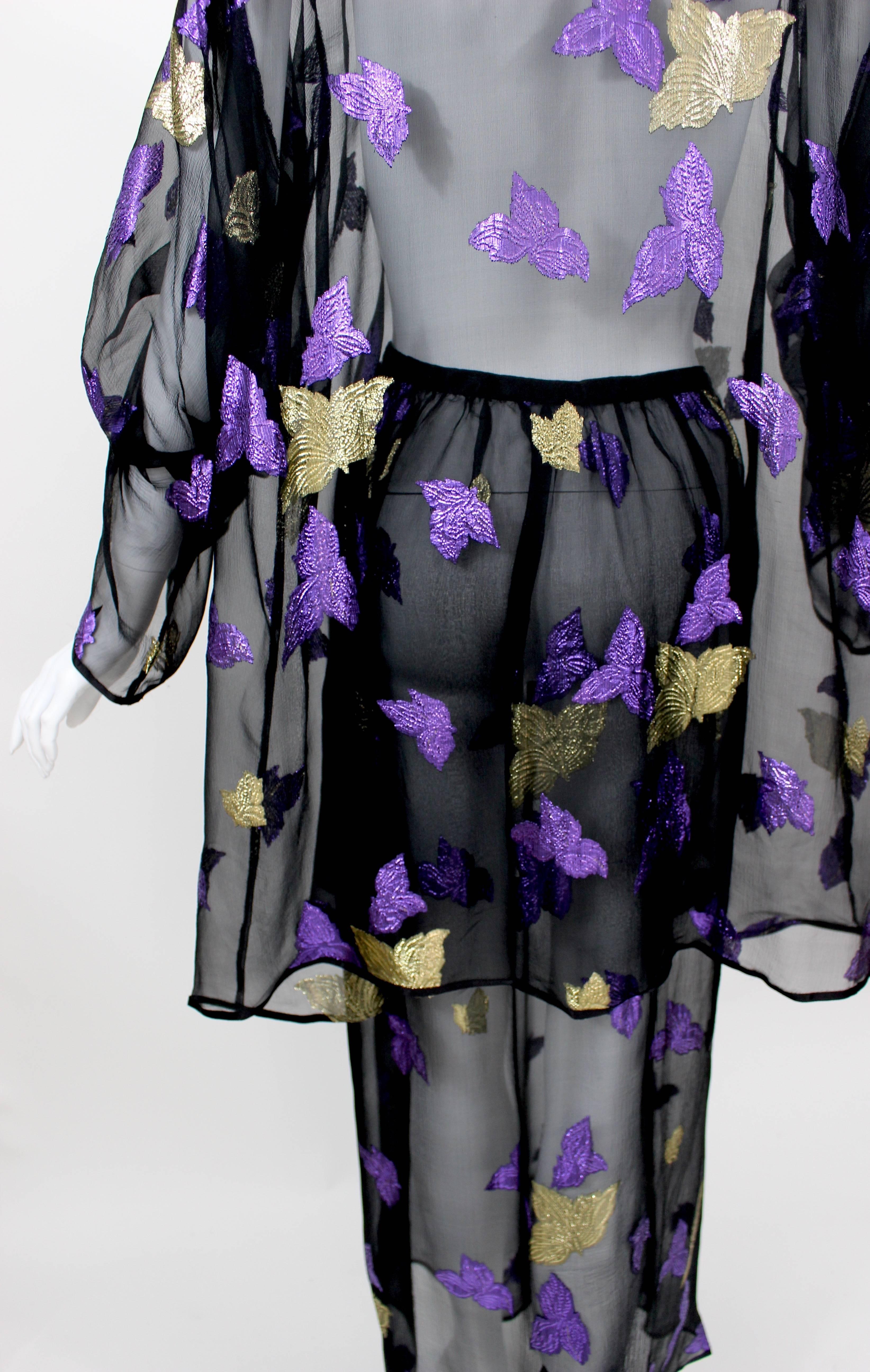  1978 Yves Saint Laurent Stunning Silk  Metallic Leaf Dress Set Documented YSL 2