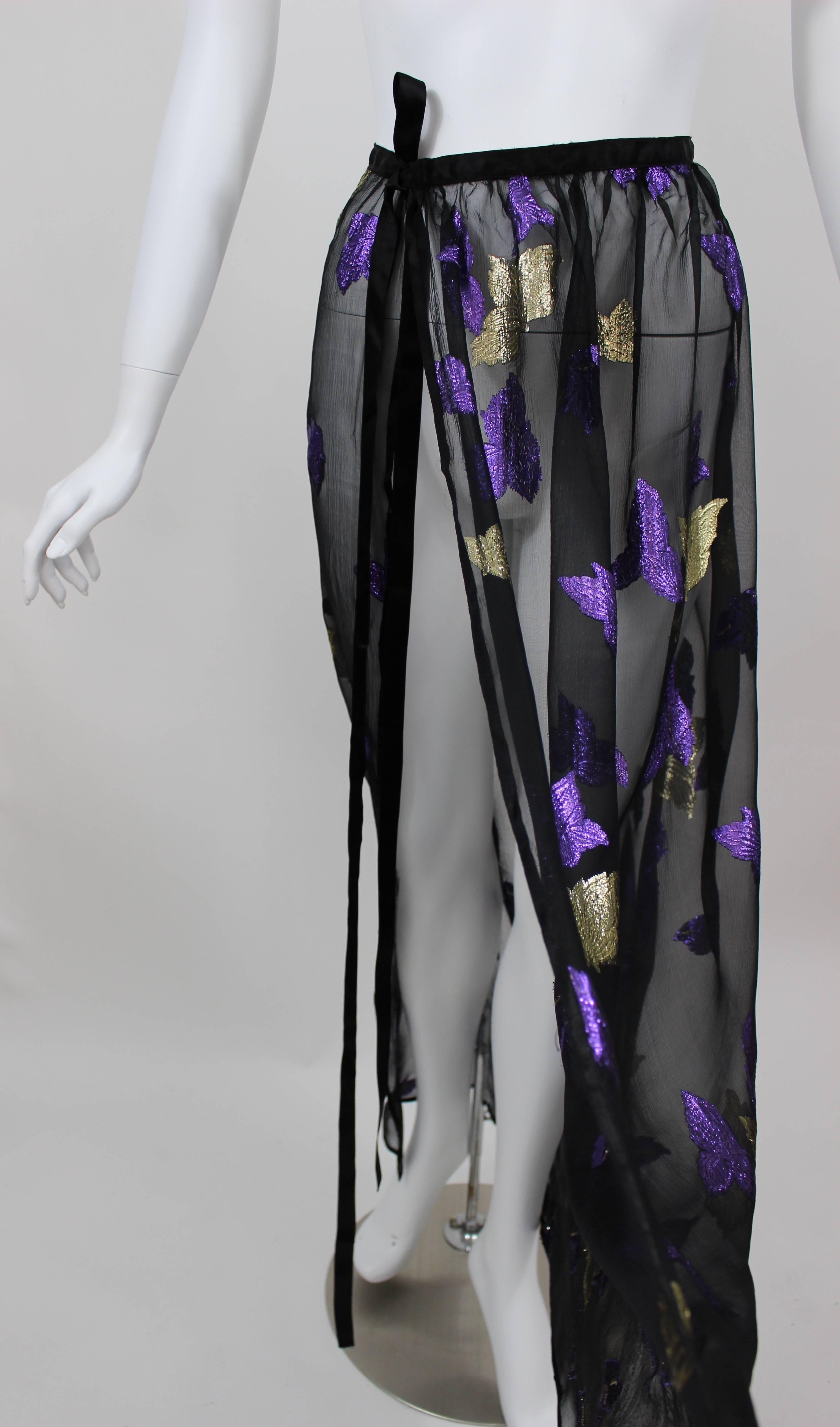  1978 Yves Saint Laurent Stunning Silk  Metallic Leaf Dress Set Documented YSL 3