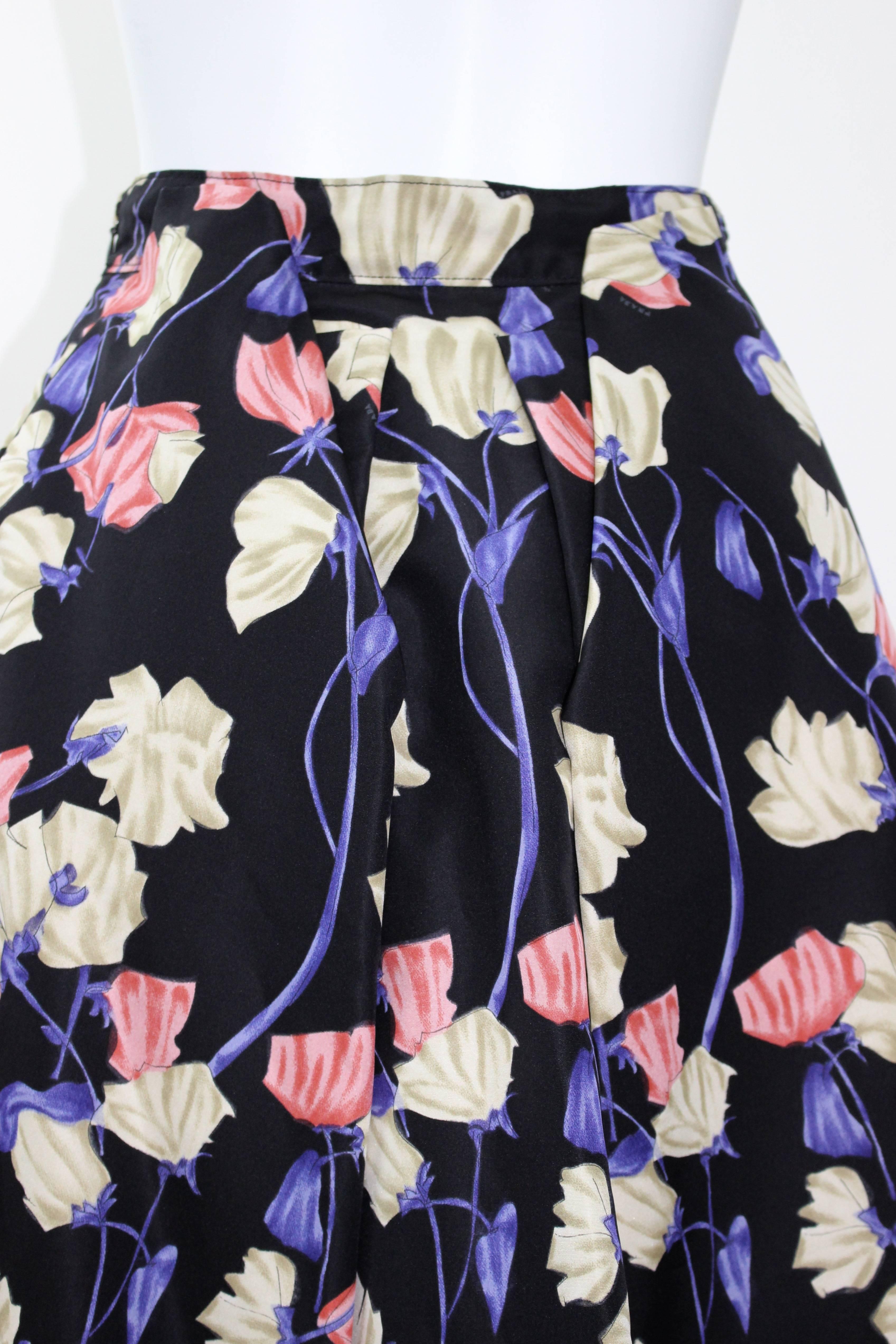 Black Prada Resort 2008 Floral Silk Full Skirt with tags. New