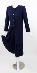 Vintage Chloe Karl Lagerfeld Navy Crepe Jacket Culottes/ Gaucho Pant Set